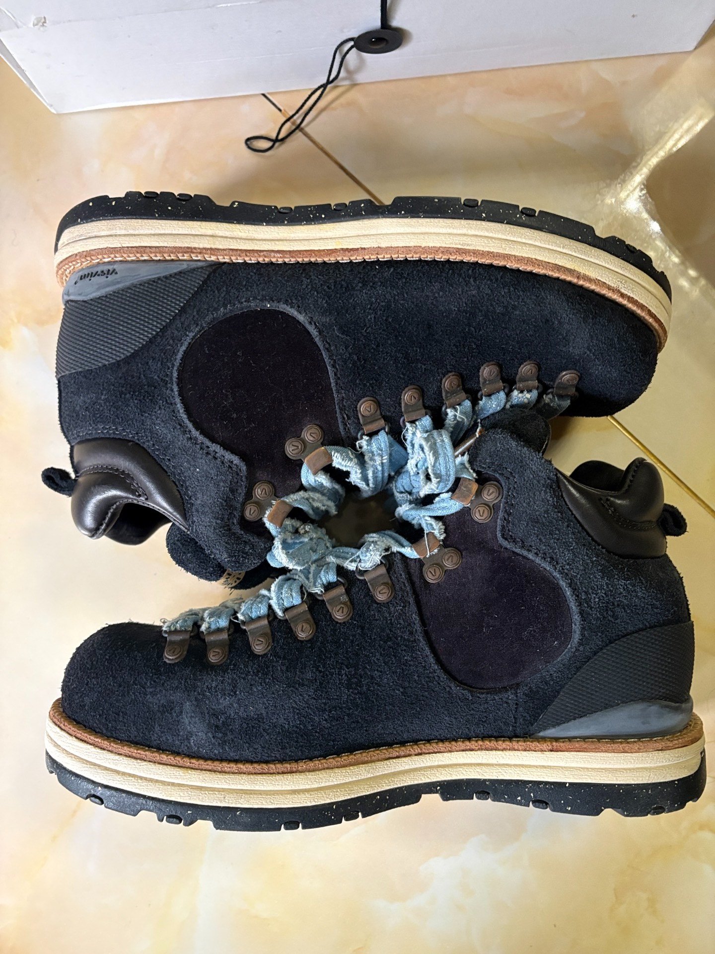 Visvim Serra Pizi Suede Shearling Boots — detail