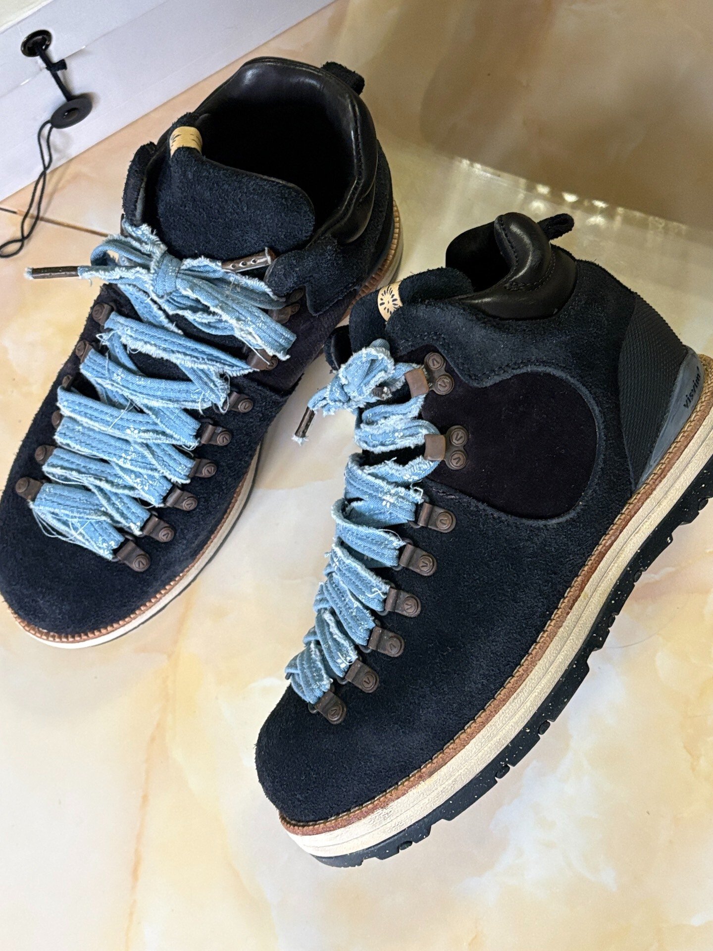 Visvim Serra Pizi Suede Shearling Boots — front