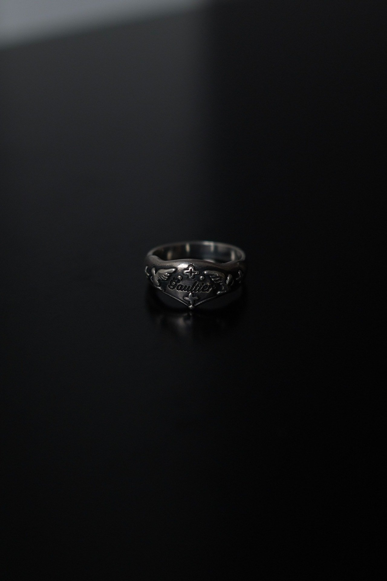 Jean Paul Gaultier Silver Cross Ring — label