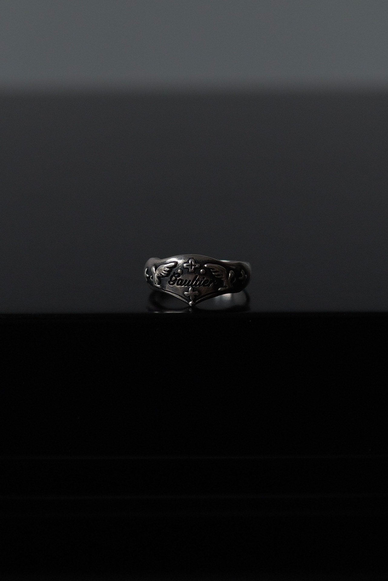 Jean Paul Gaultier Silver Cross Ring — front