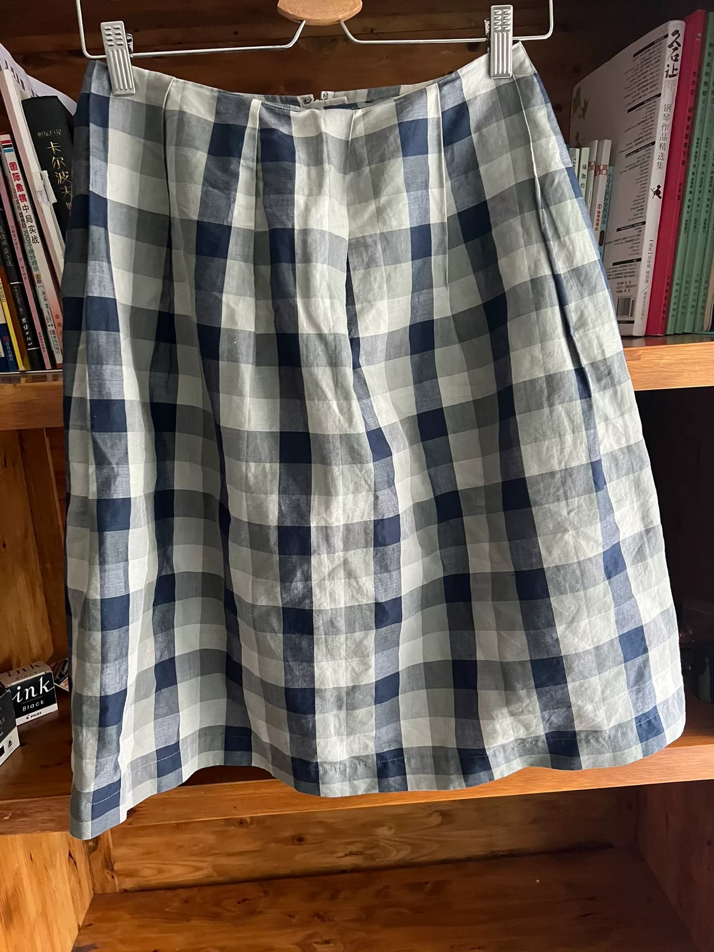 Margaret Howell Cotton-Linen Plaid Skirt — front
