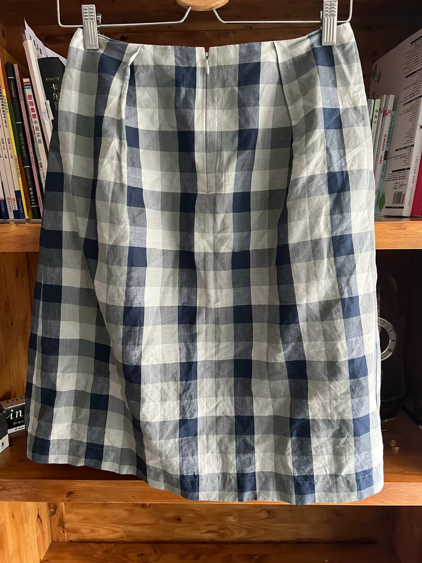 Margaret Howell Cotton-Linen Plaid Skirt — label