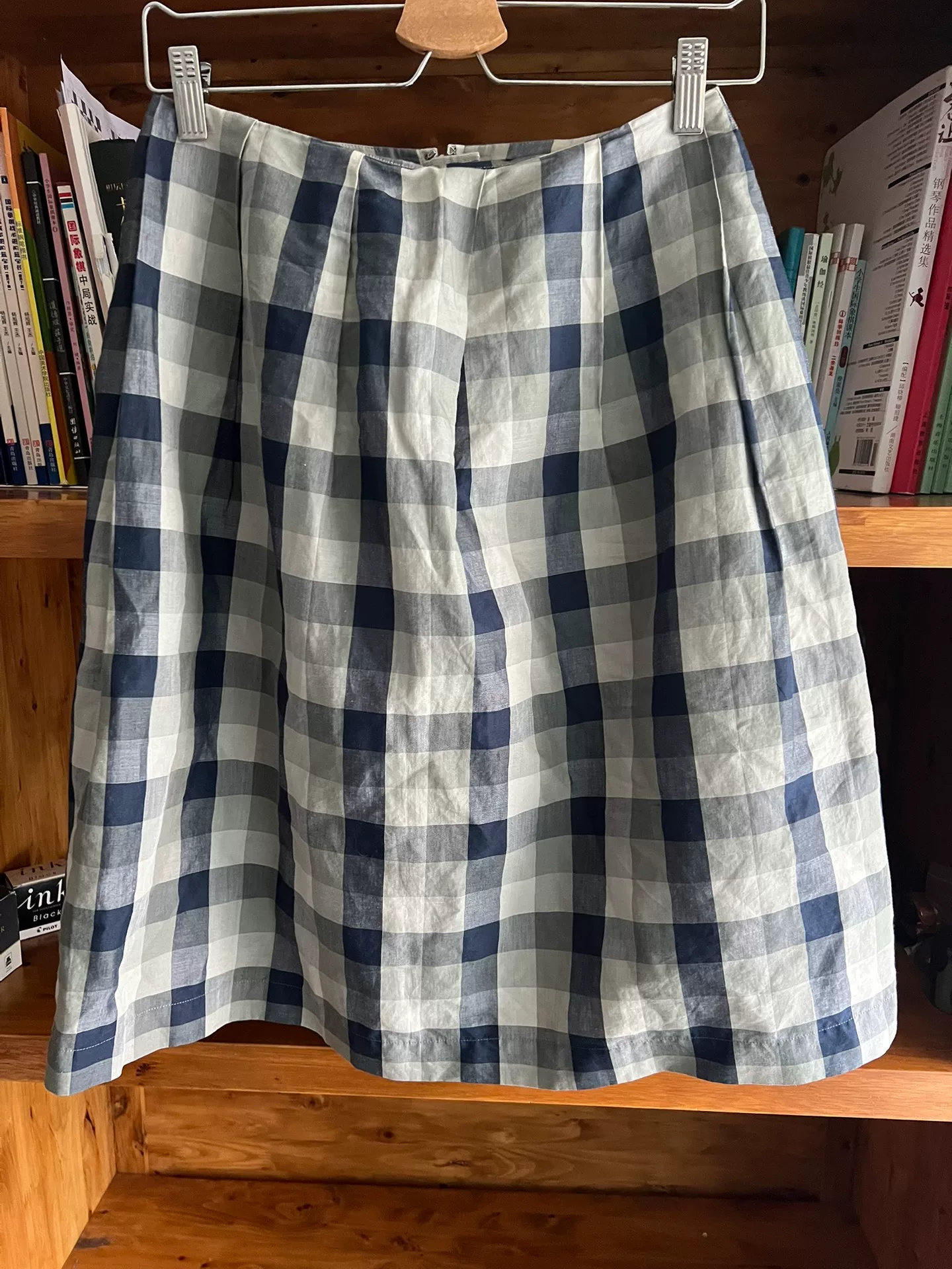 Margaret Howell Cotton-Linen Plaid Skirt