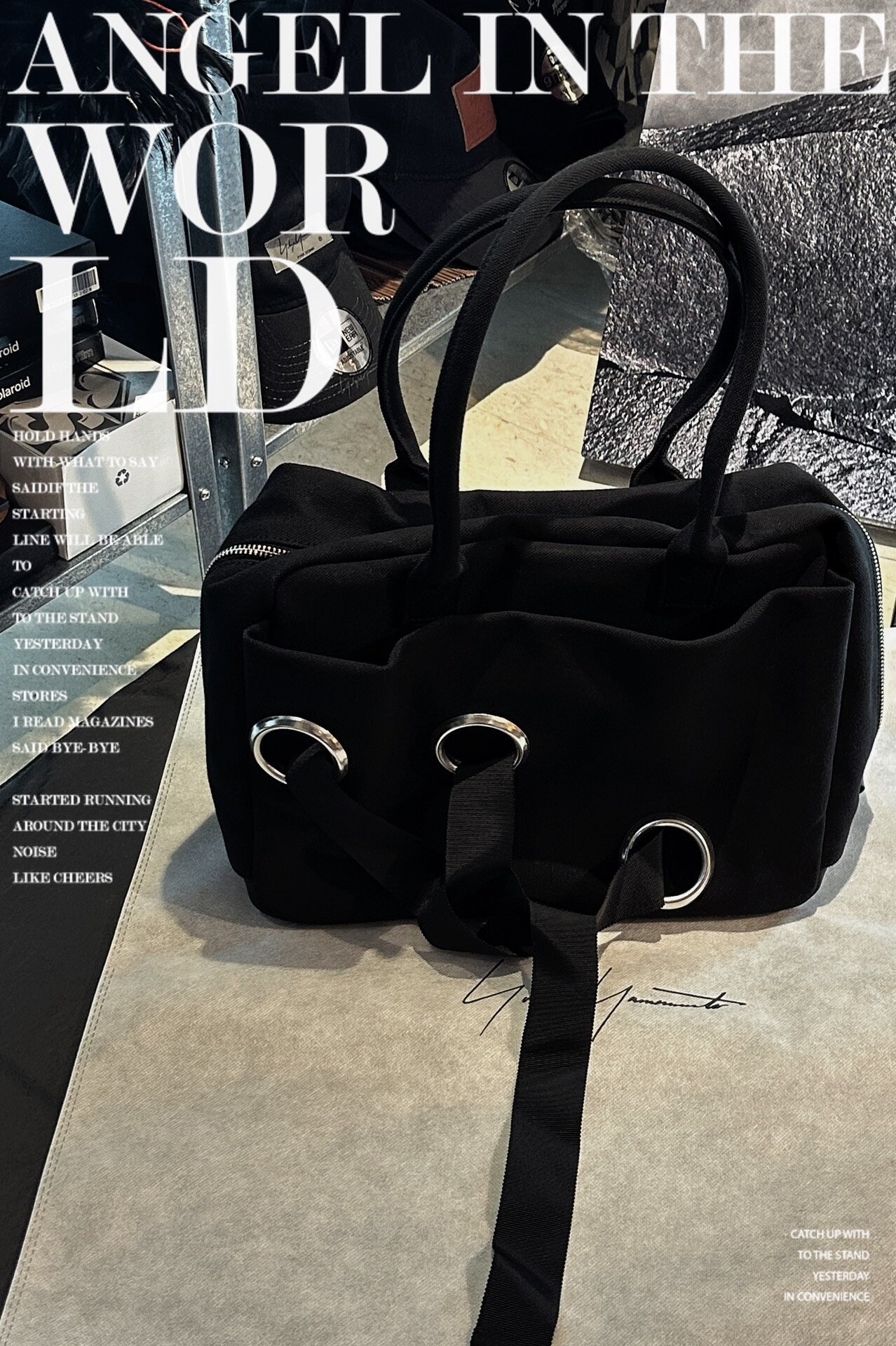 Yohji Yamamoto 04SS Circle Ribbon Boston Bag — detail