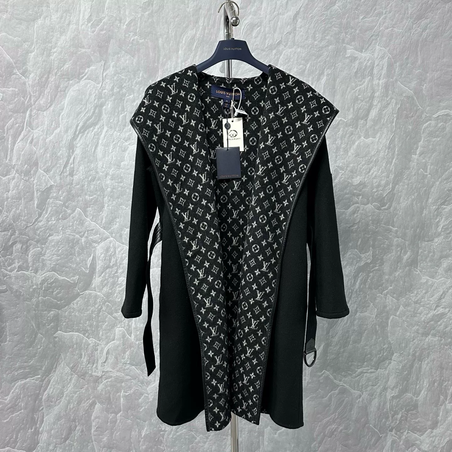 Louis Vuitton Monogram Print Hooded Coat — detail