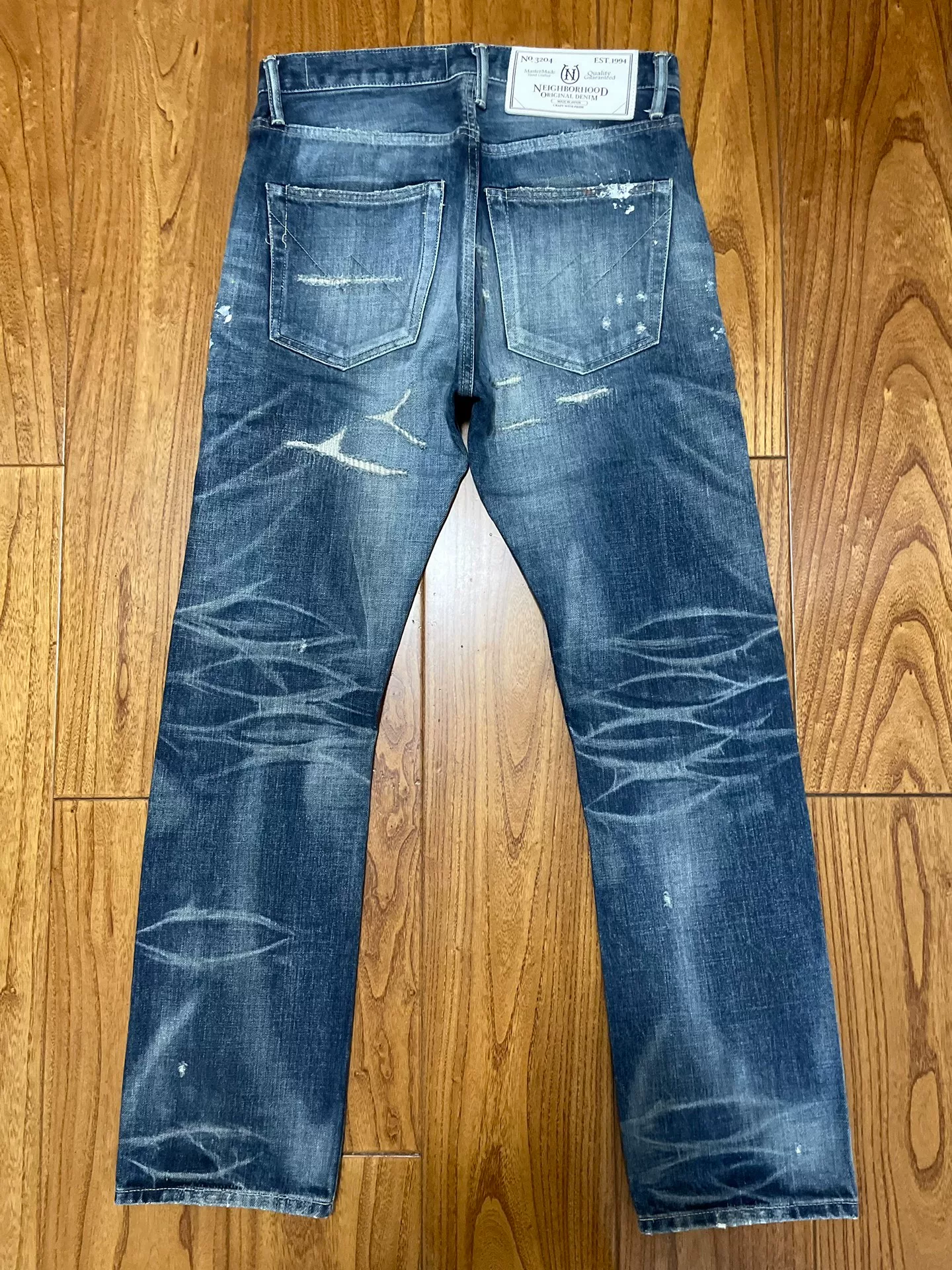 Neighborhood 16SS Washed Distressed Jeans — front