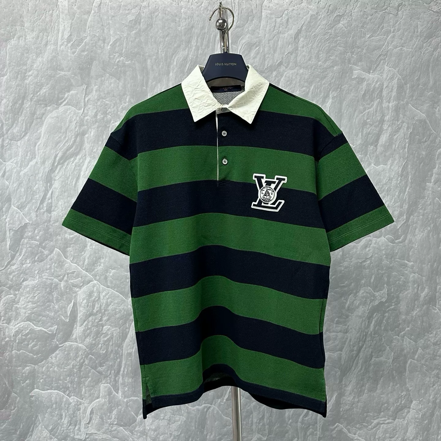 Louis Vuitton Striped Embroidered Polo — front
