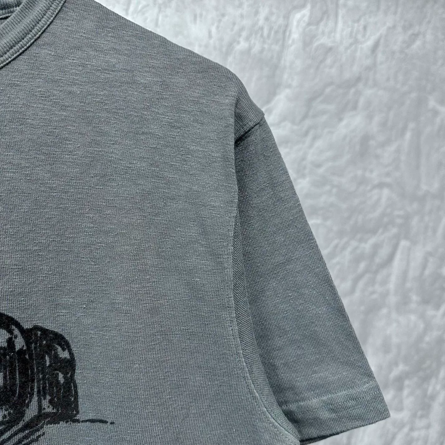 Dior Gray Logo Print Short-Sleeve T-shirt — detail