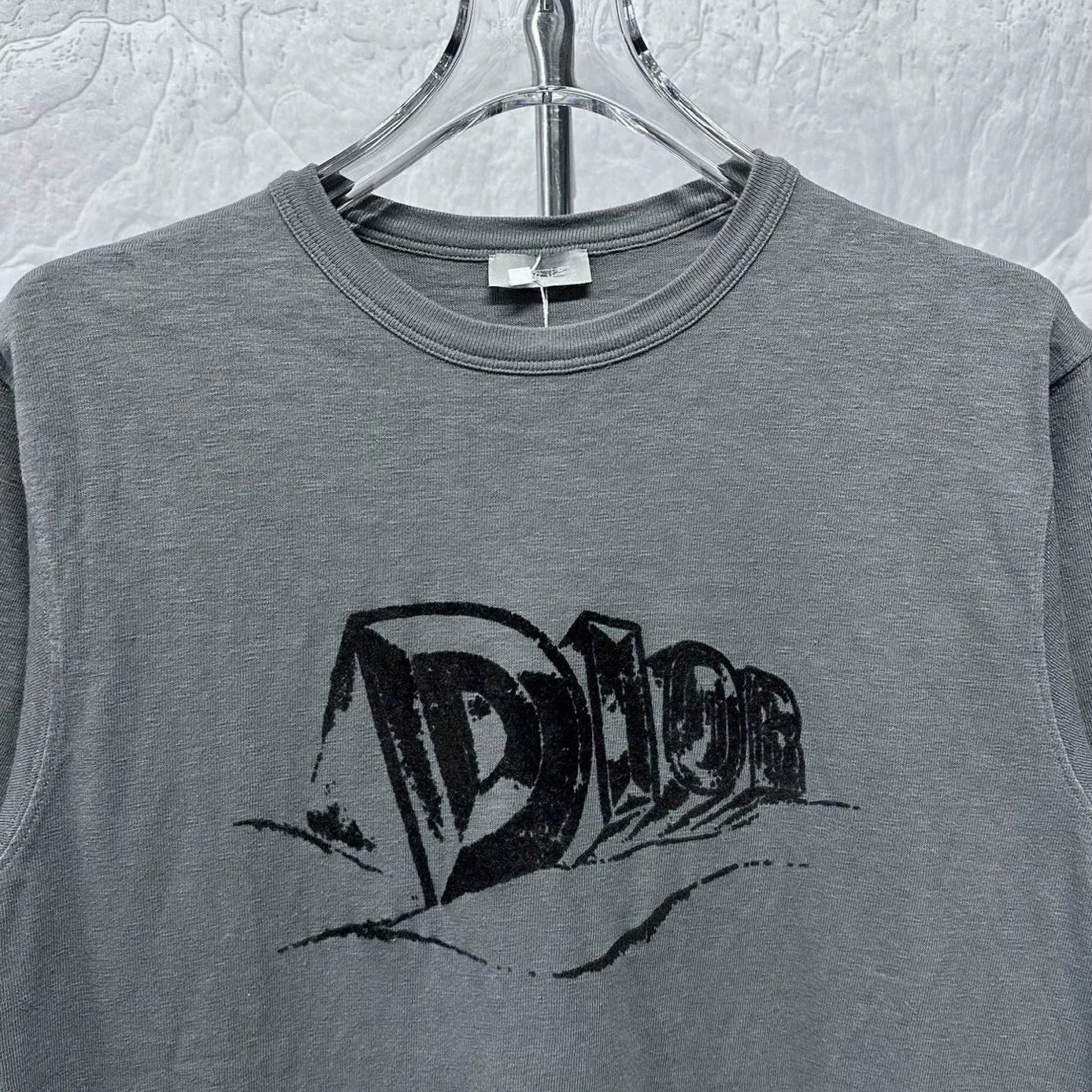 Dior Gray Logo Print Short-Sleeve T-shirt — front