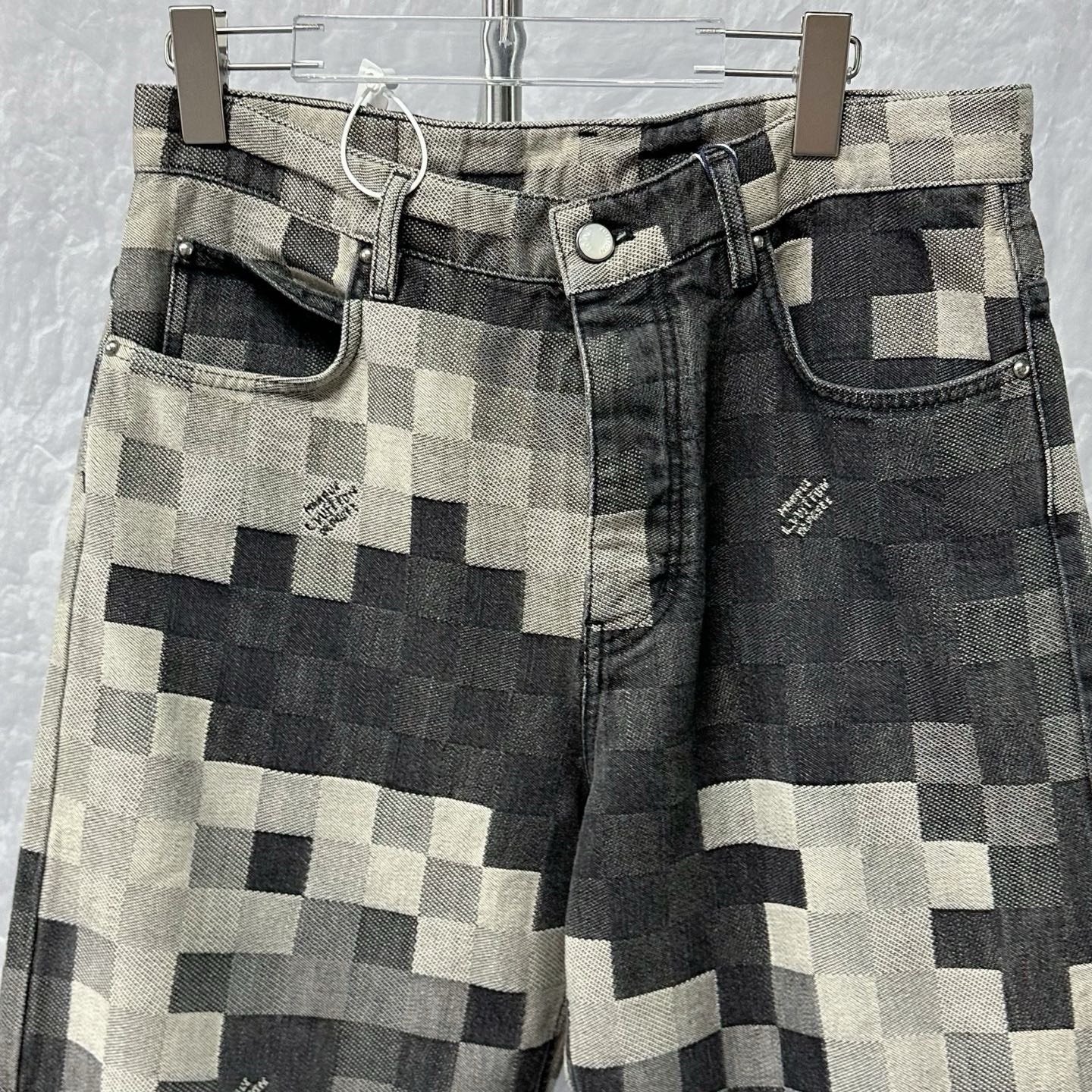 Louis Vuitton SS24 Mosaic Checkerboard Denim Pants — front