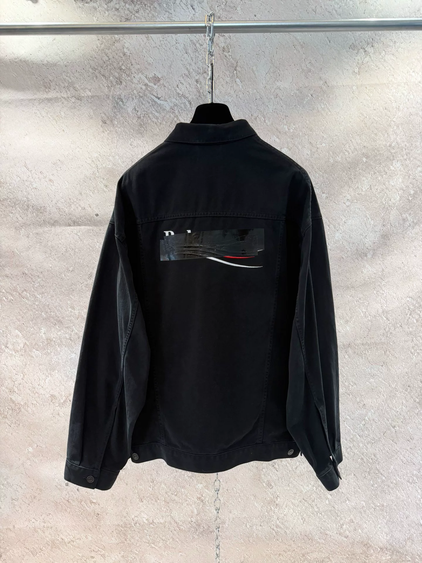 Balenciaga Black Denim Jacket Coke Logo