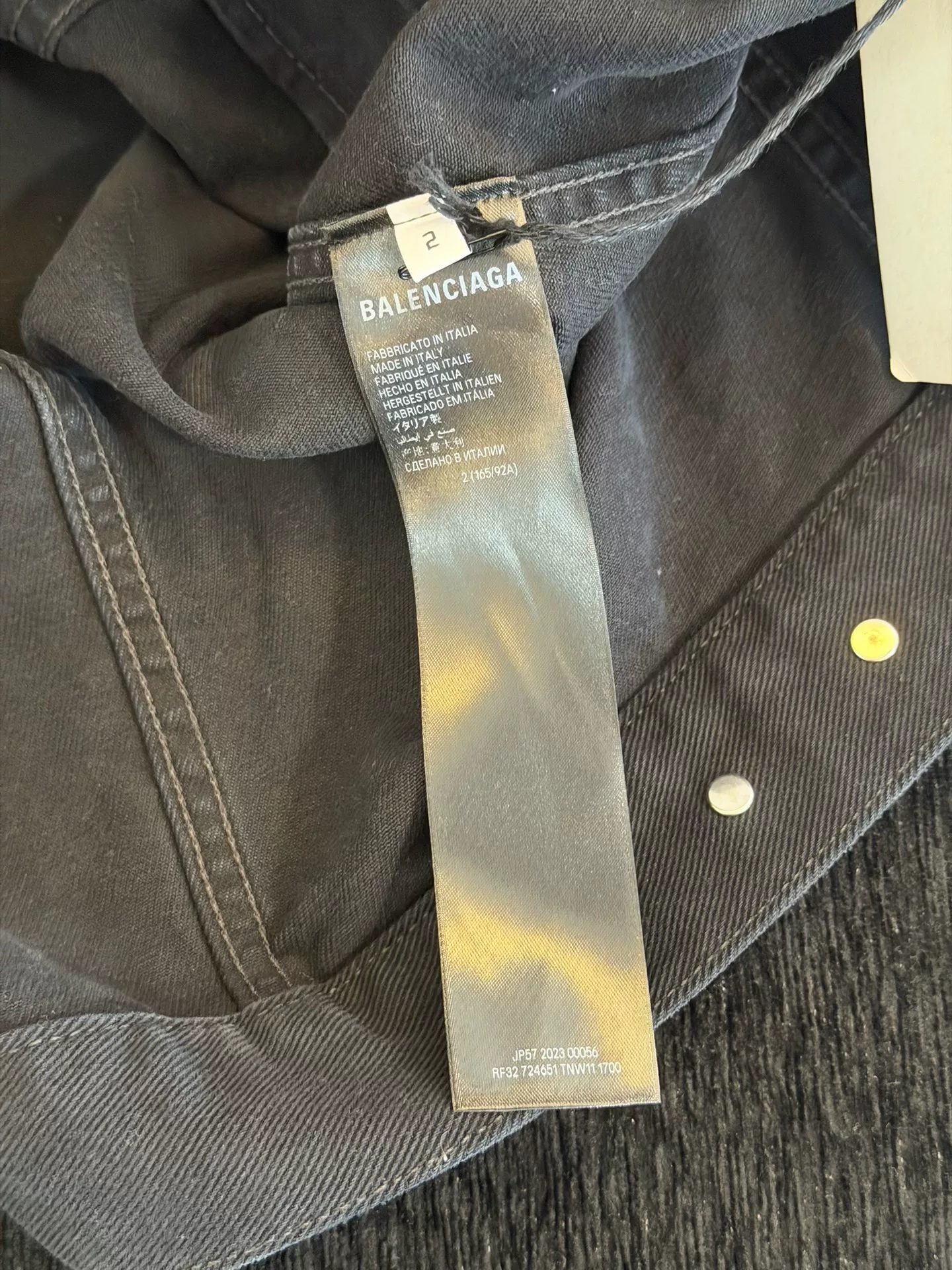 Balenciaga Black Denim Jacket Coke Logo — label