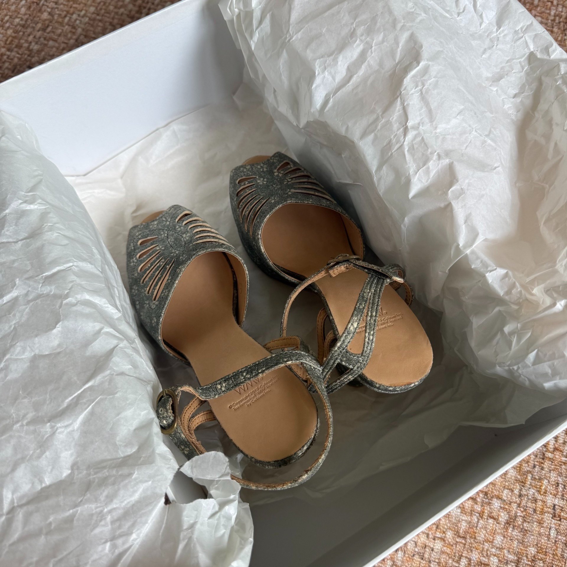 VISVIM Annie Sandal Wedge Heels — label