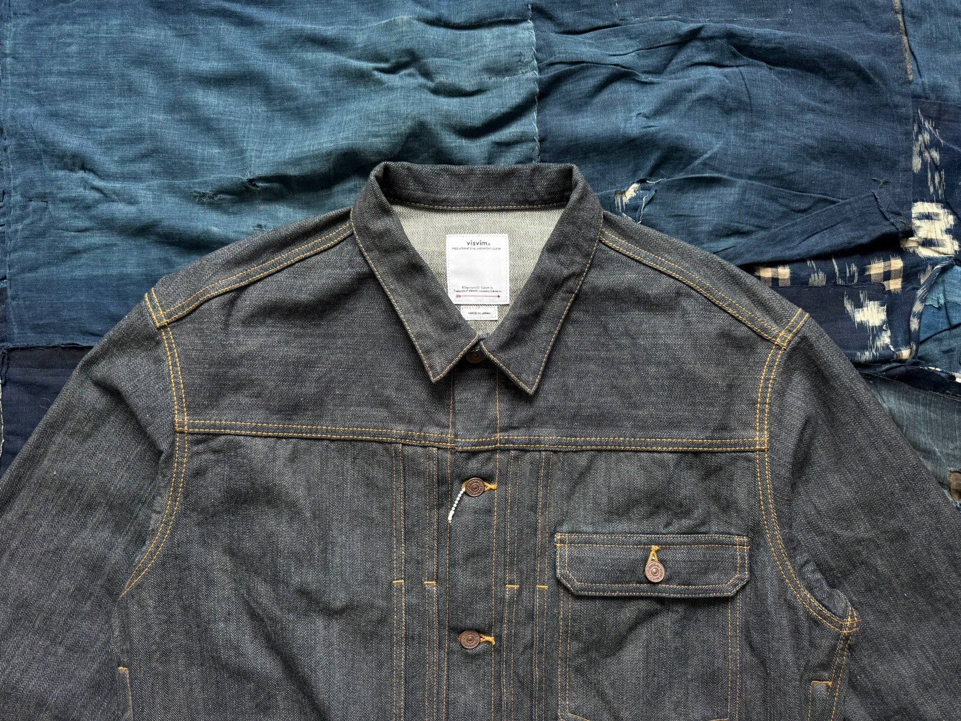 VISVIM 102XX Mud Dyed Denim Jacket — back