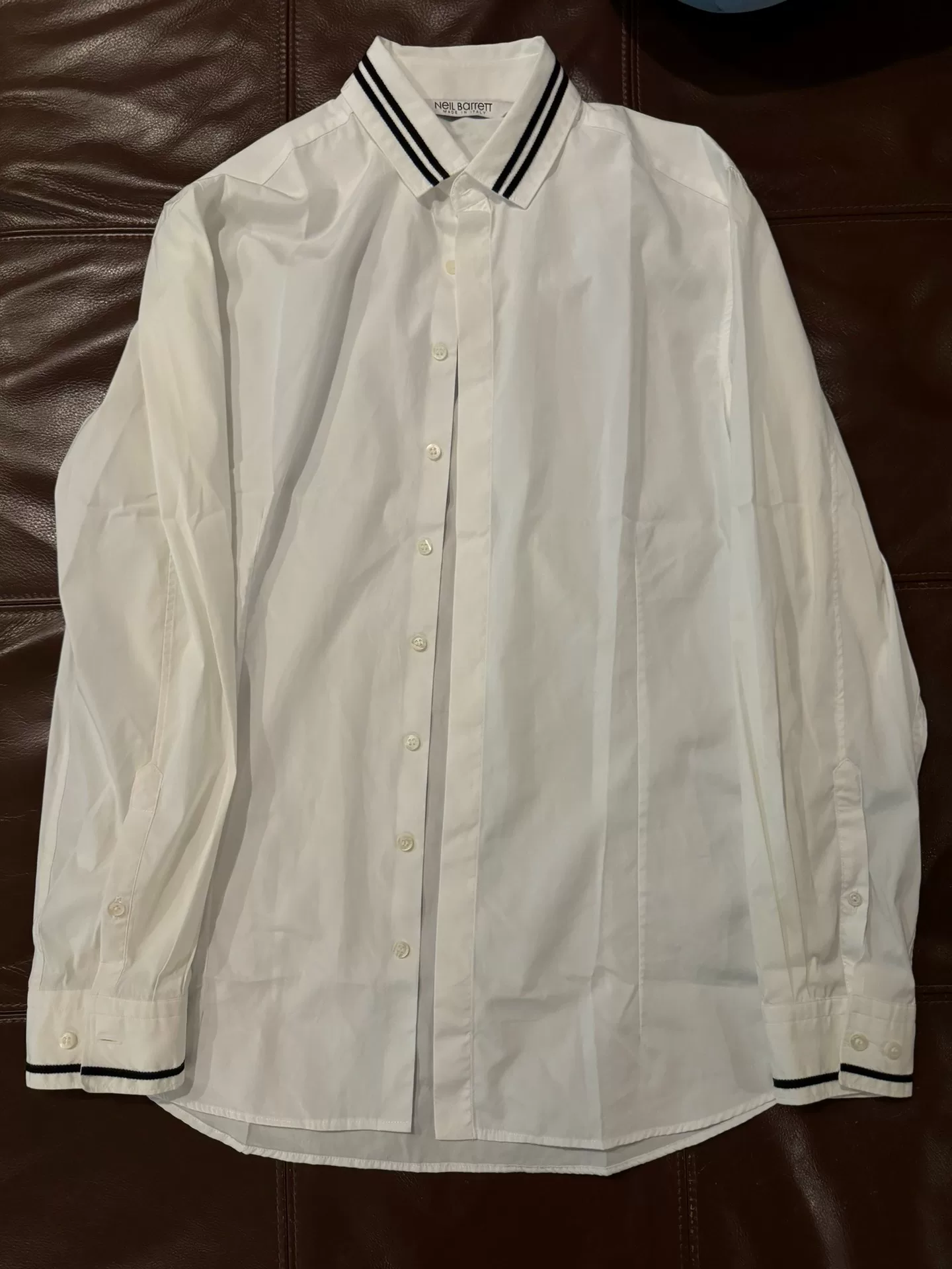 Neil Barrett White Ribbed Collar Shirt