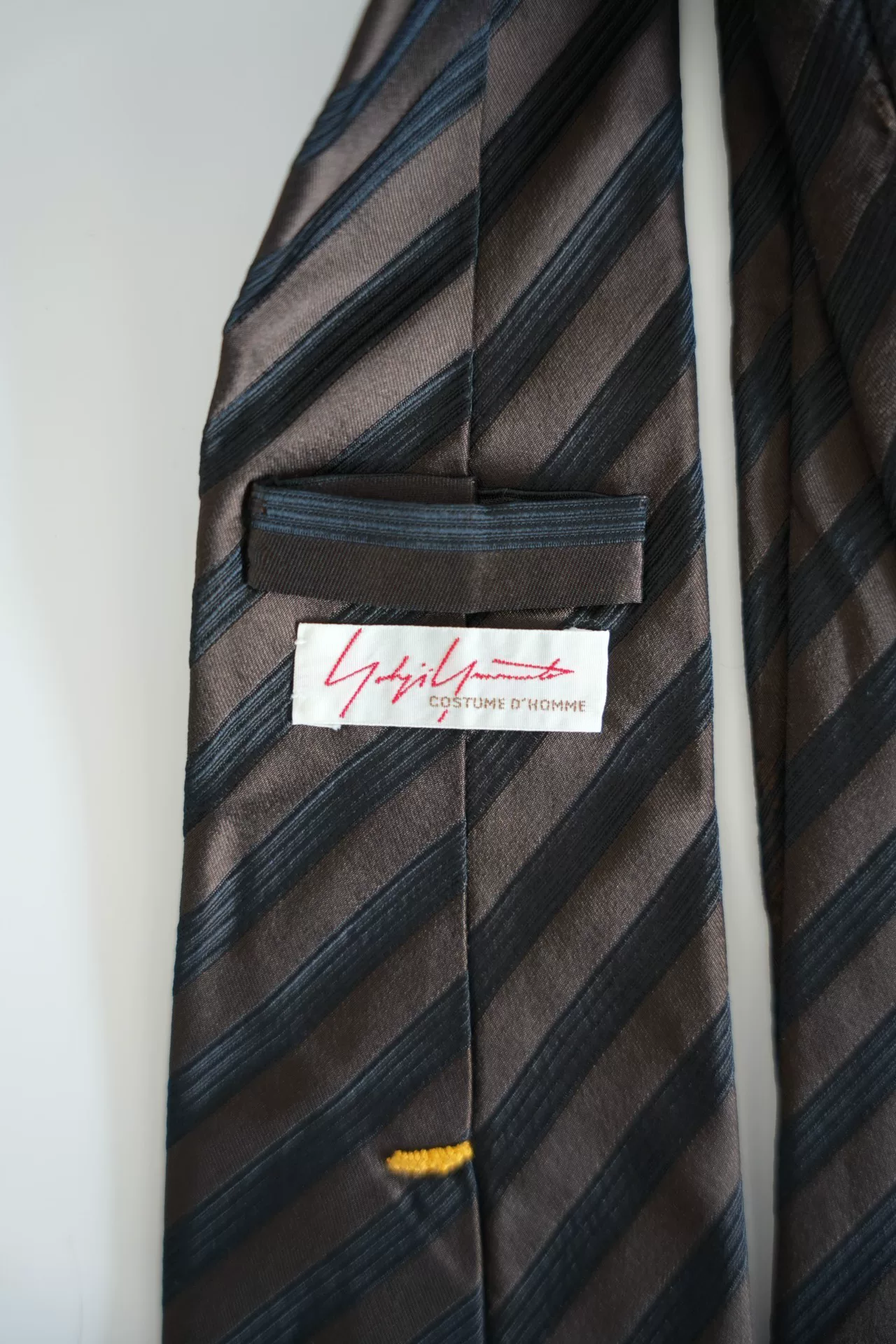 Yohji Yamamoto Black Brown Diagonal Stripe Silk Tie — front