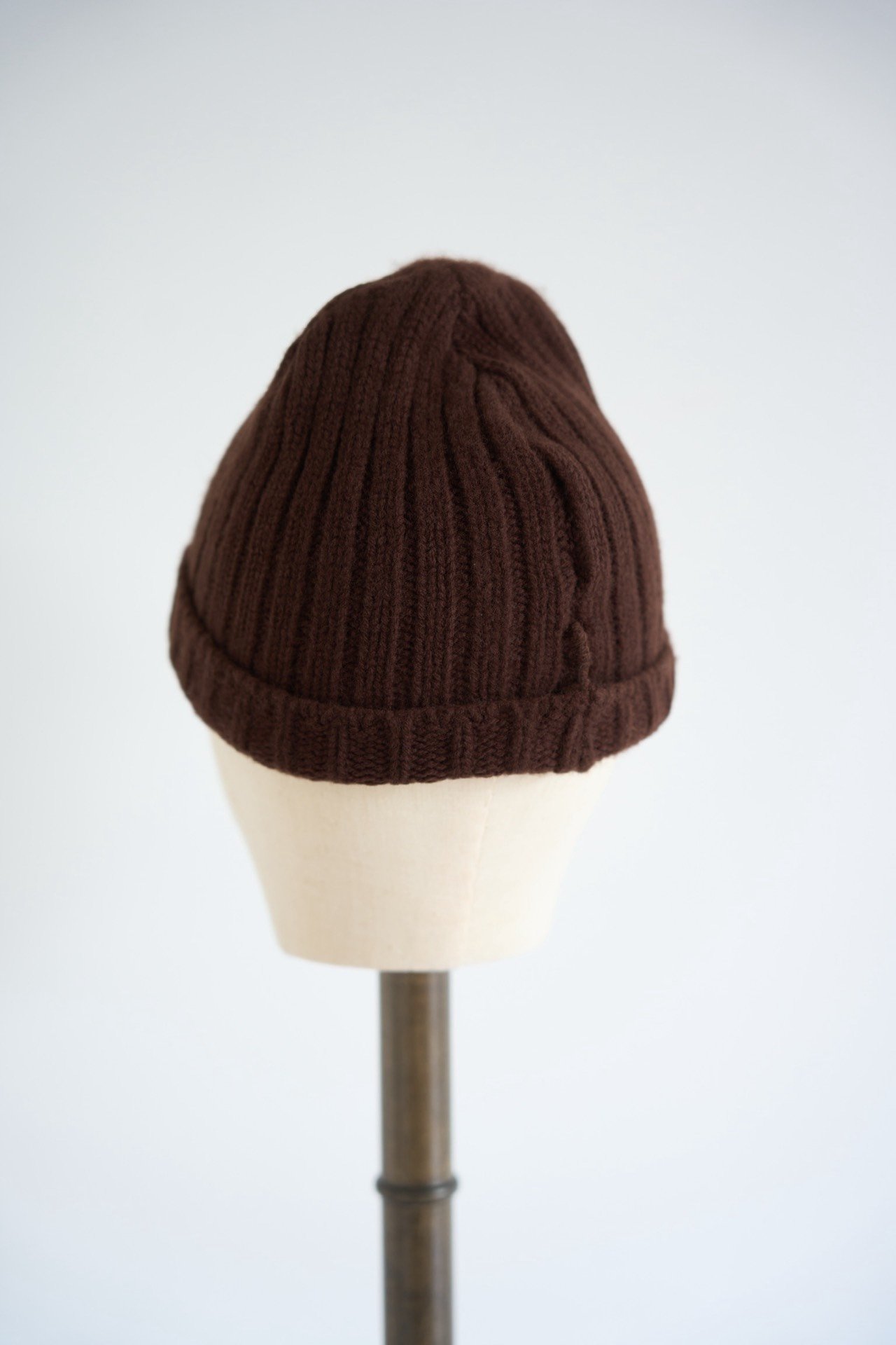 Yohji Yamamoto 03AW Chestnut Brown Wool Beanie — label