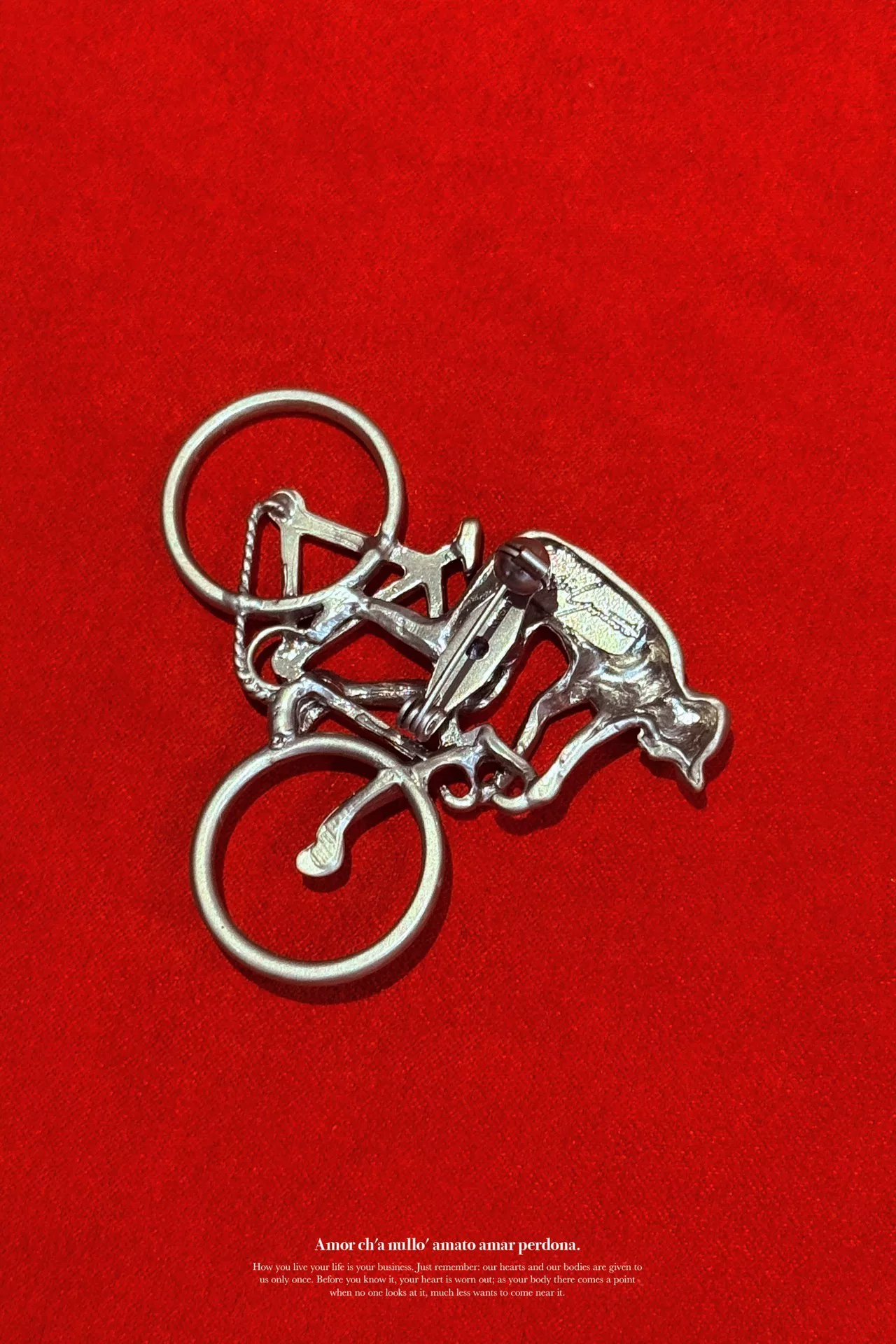 Yohji Yamamoto 87AW 'Bicycle' Brooch — label