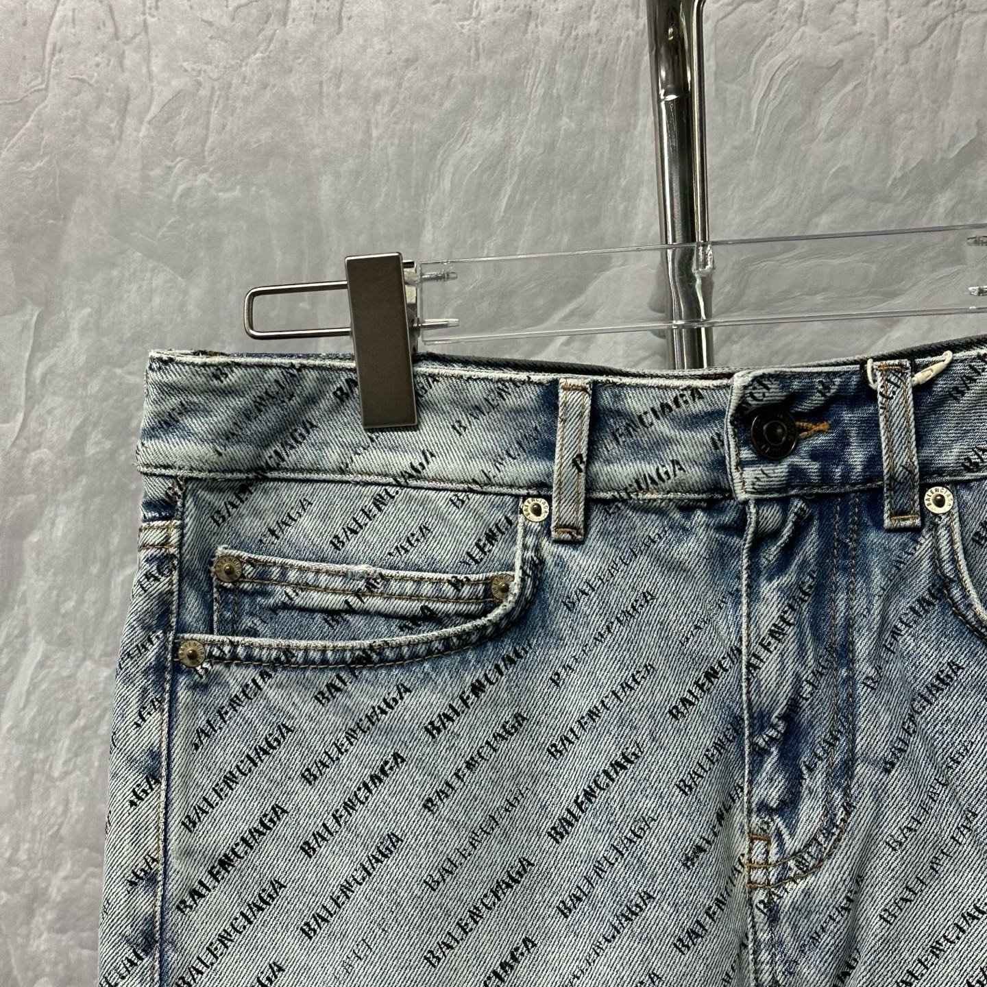 Balenciaga Logo Print Denim Skirt — back