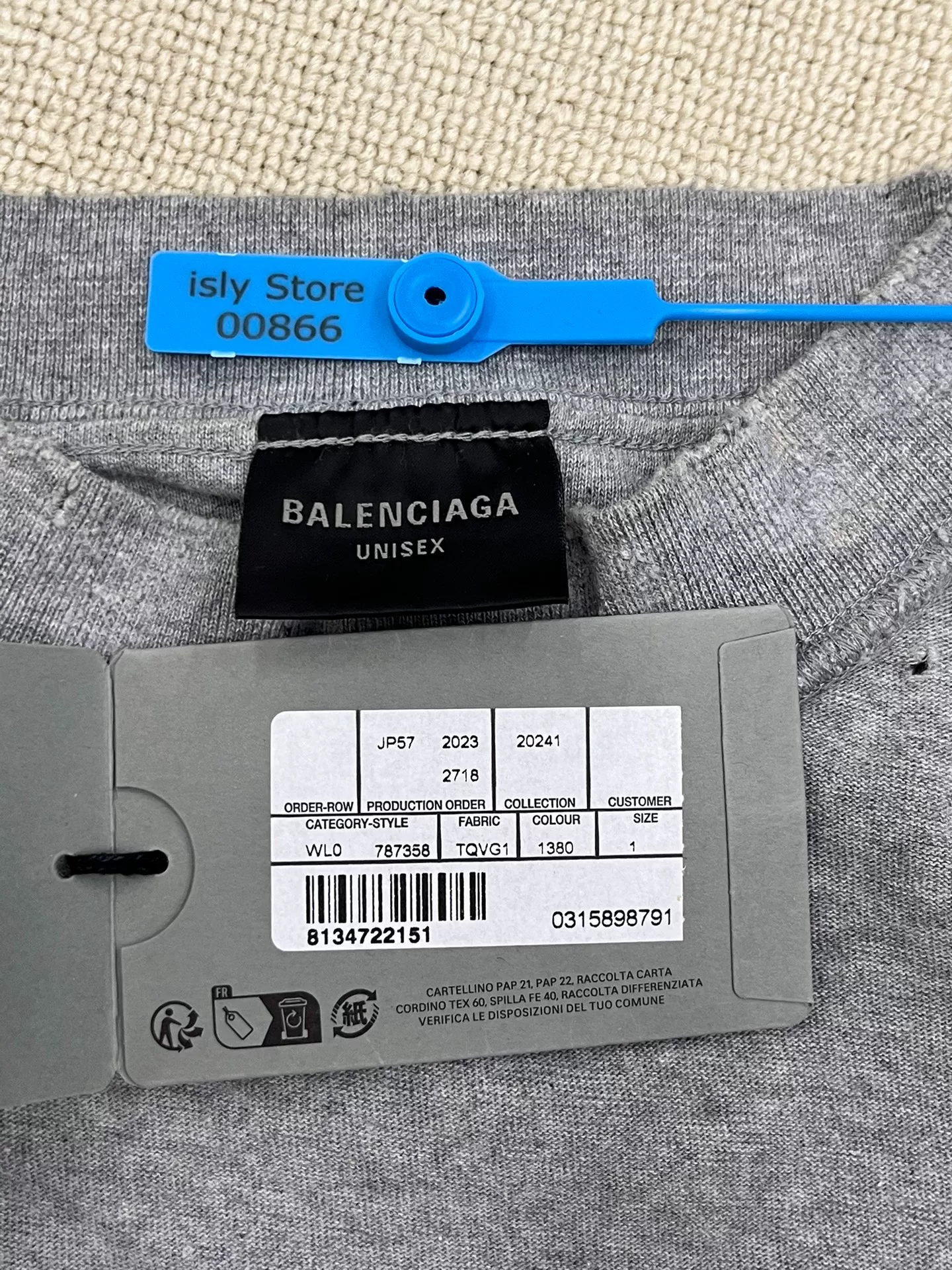 Balenciaga Ai Gray Short-Sleeve T-Shirt — detail