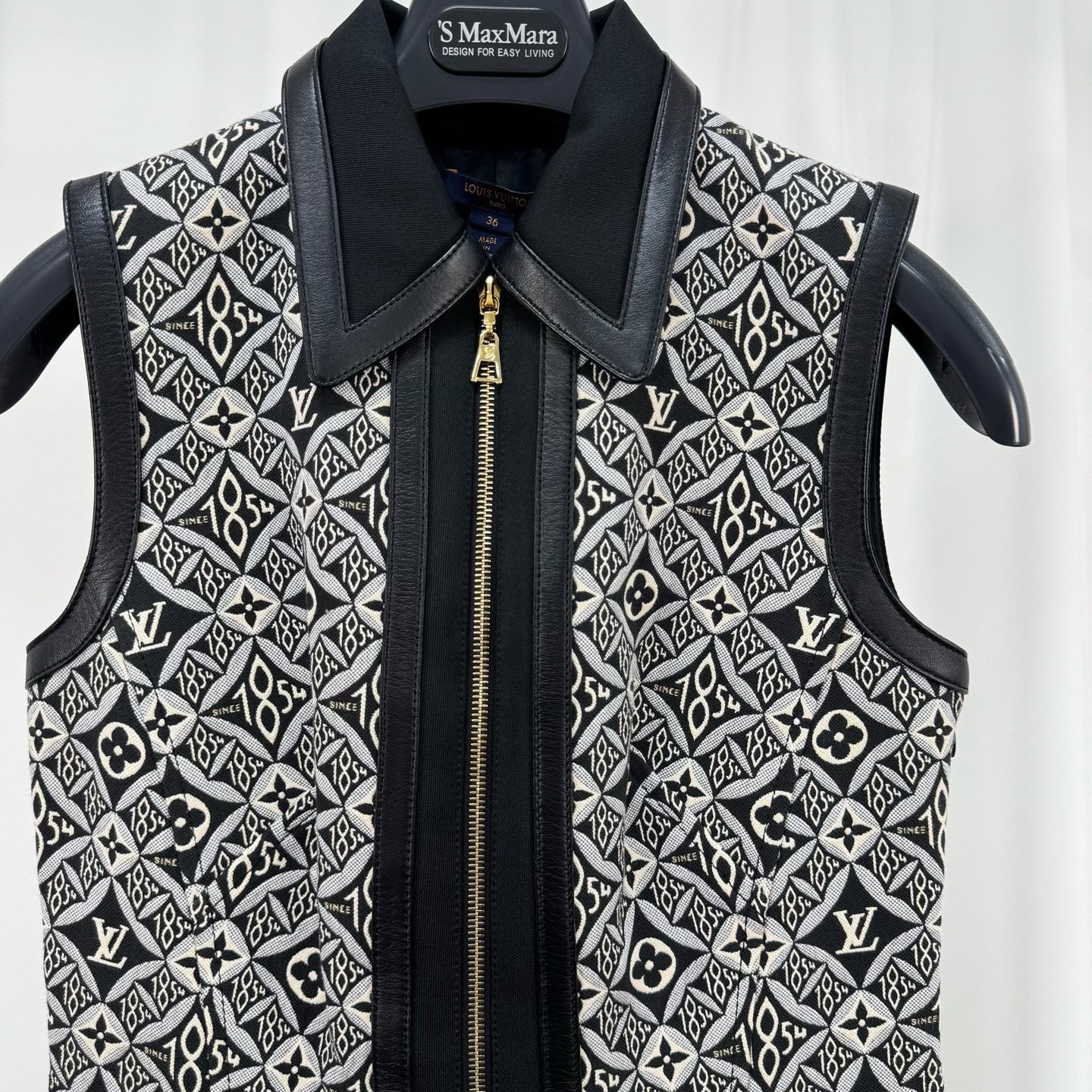 Louis Vuitton 1854 Monogram Leather Trim Dress — detail