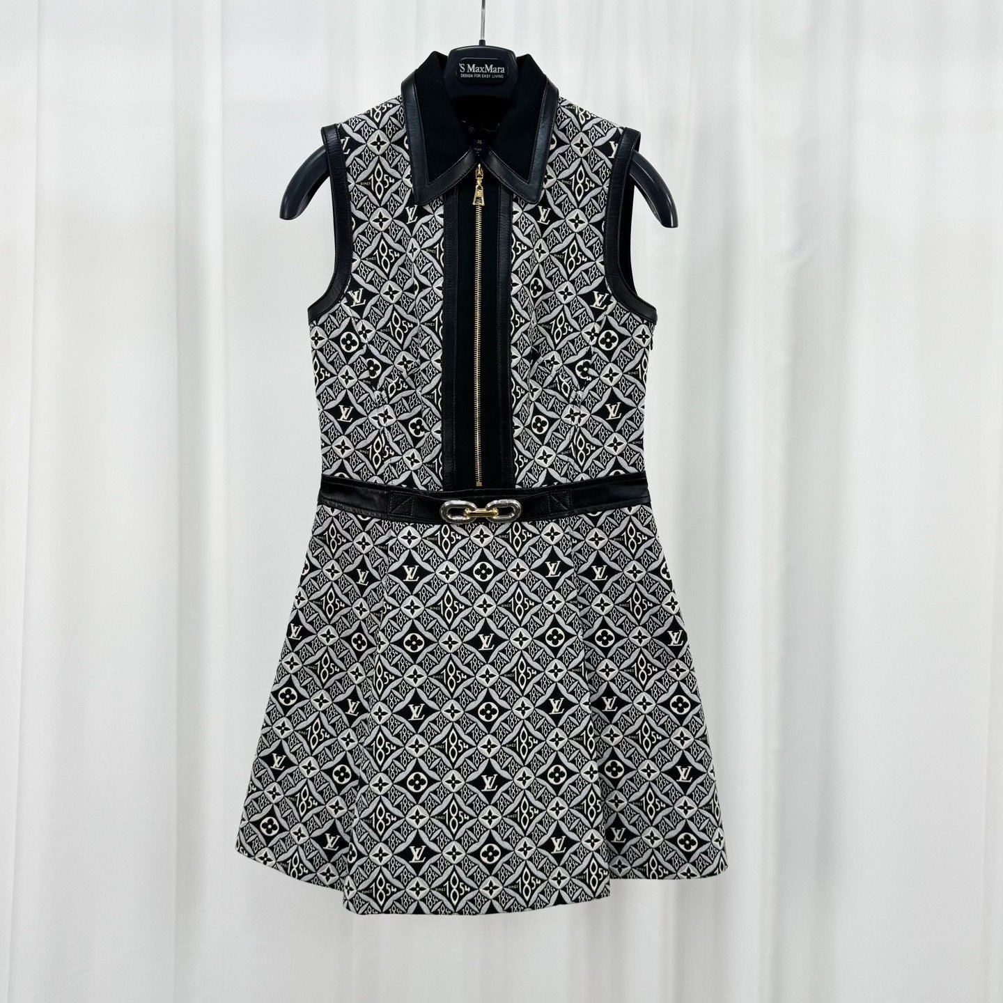 Louis Vuitton 1854 Monogram Leather Trim Dress