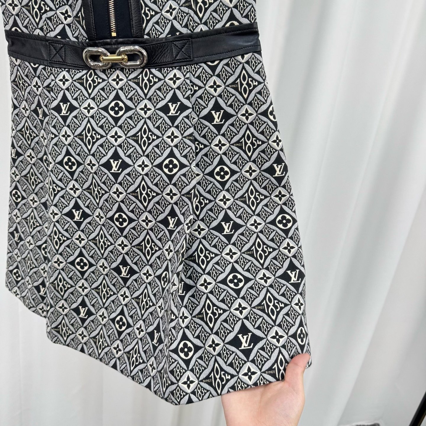Louis Vuitton 1854 Monogram Leather Trim Dress — back