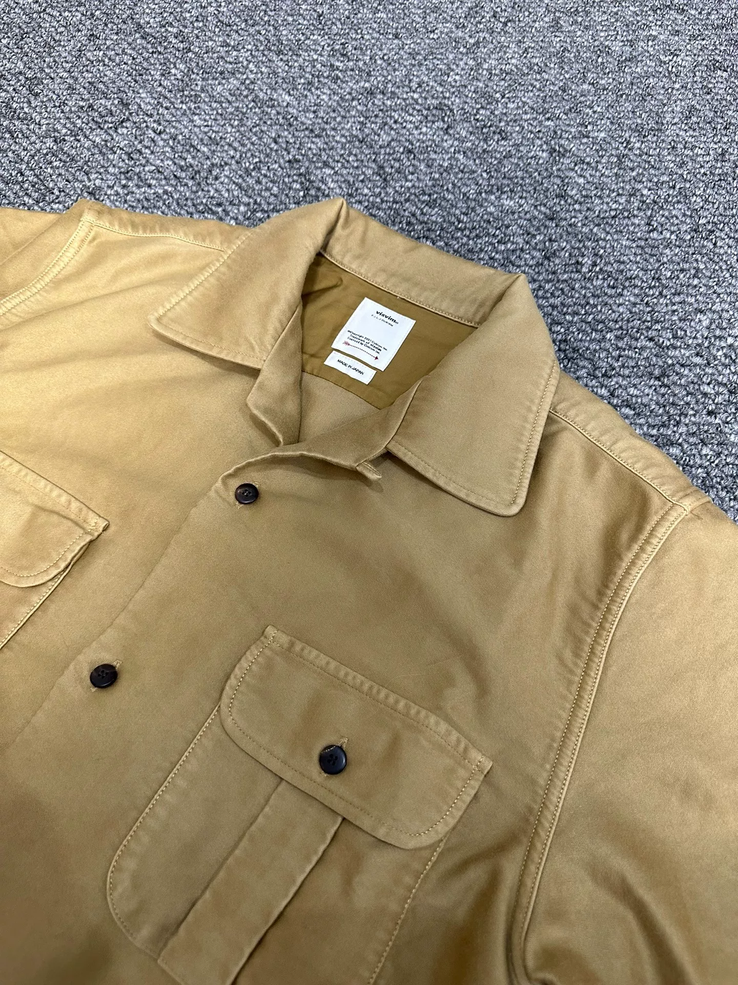 visvim keesey tan button-front shirt — front