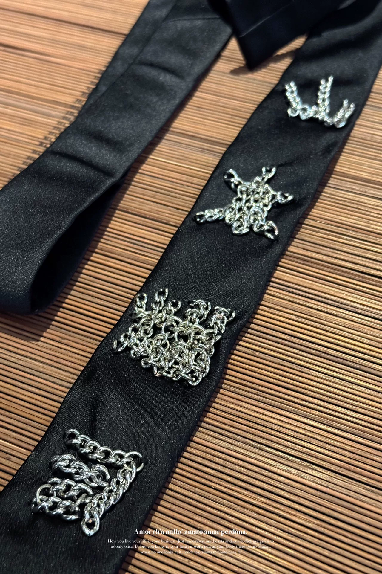Yohji Yamamoto Silk Chain Flat Tie — front