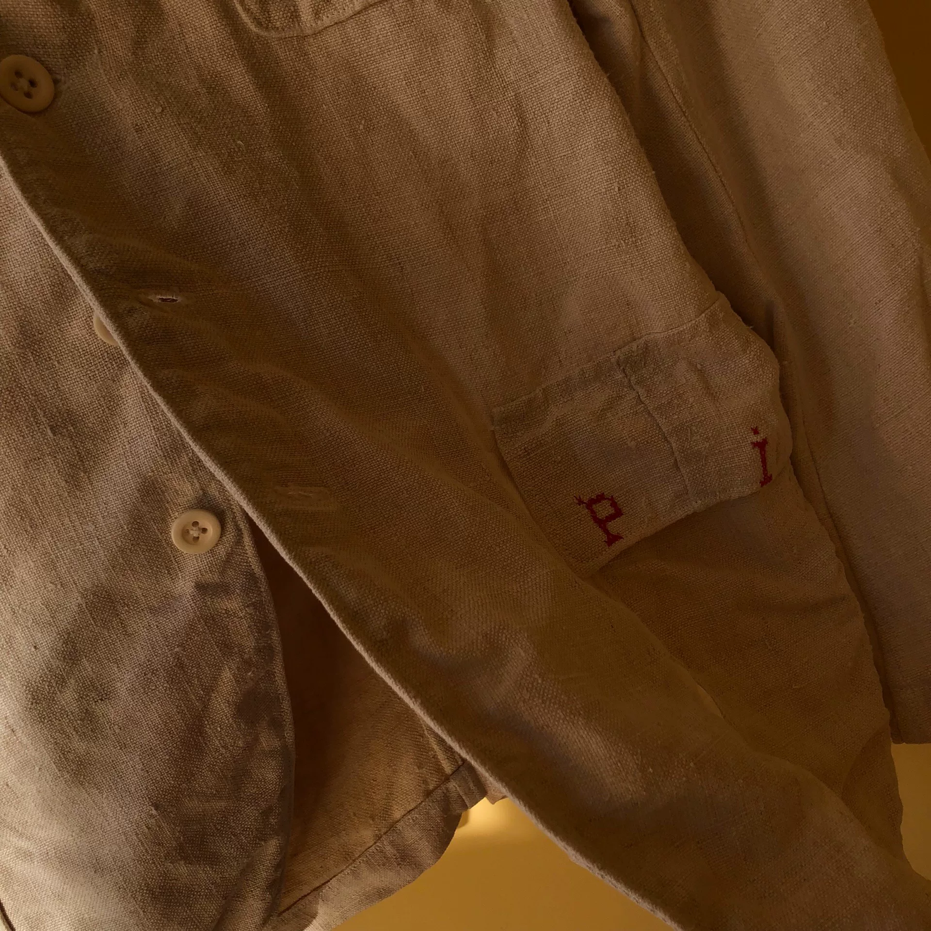 Andrew Driftwood Vintage Linen Coat — label