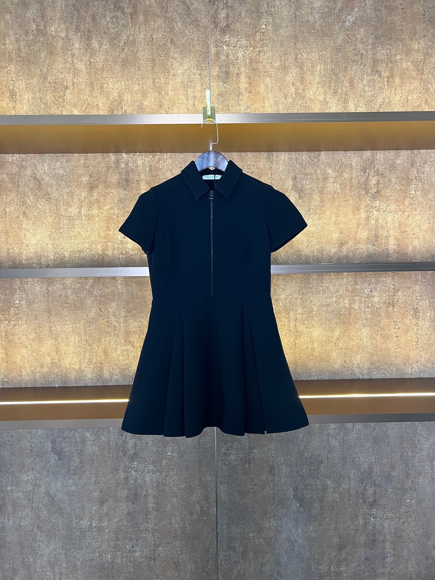Dior Black Collar Short Sleeve Dress