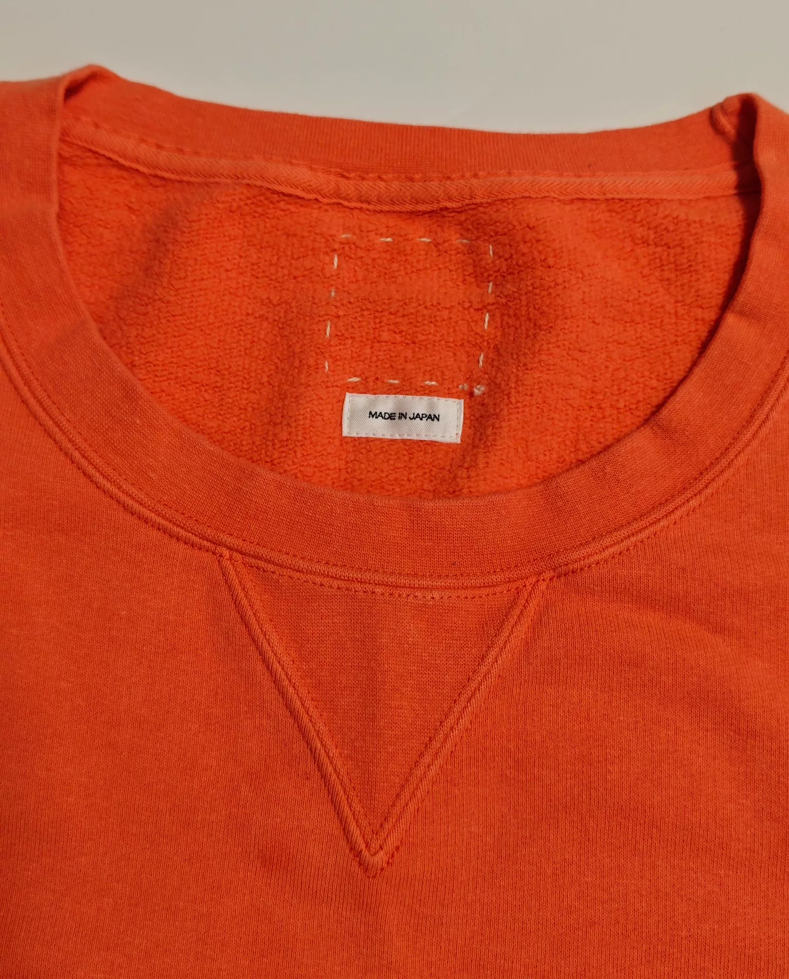 VISVIM Orange Terry Cloth Crewneck — detail