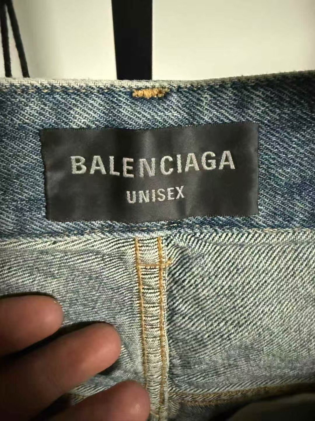 Balenciaga 24SS Distressed Washed Denim Shorts — detail