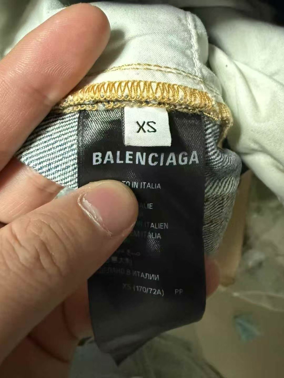 Balenciaga 24SS Distressed Washed Denim Shorts — back