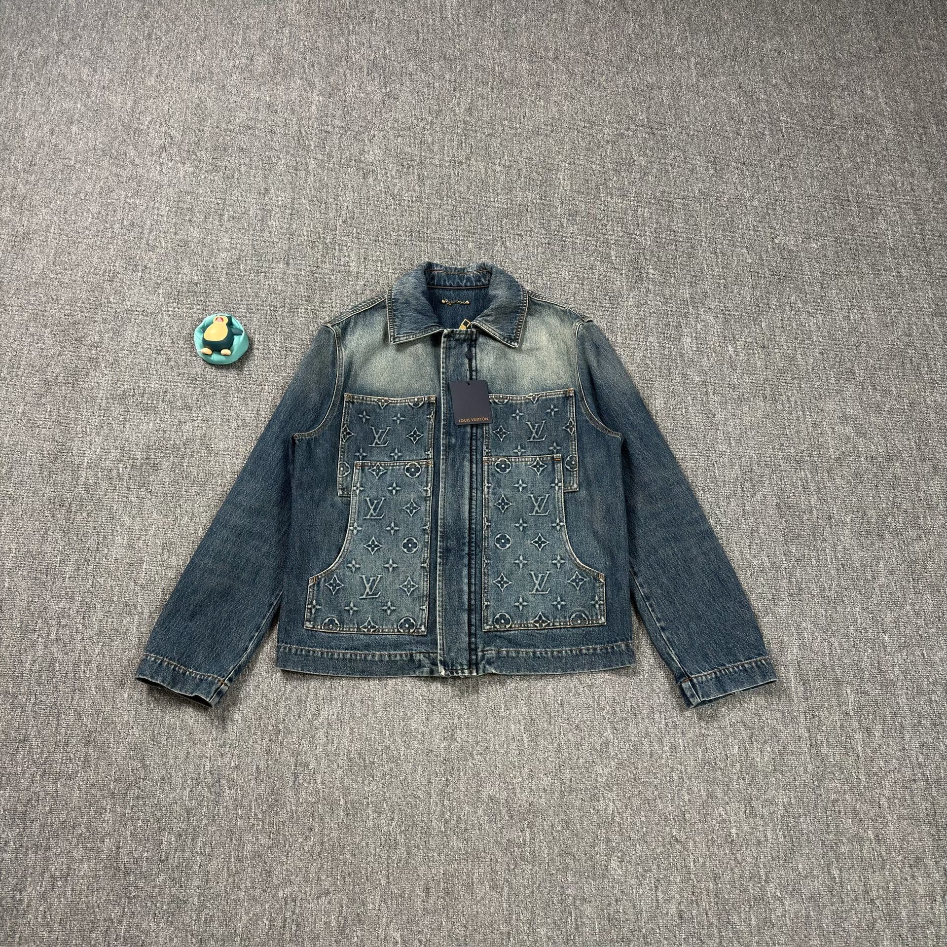 LV Dark Blue All-Over Print Denim Jacket