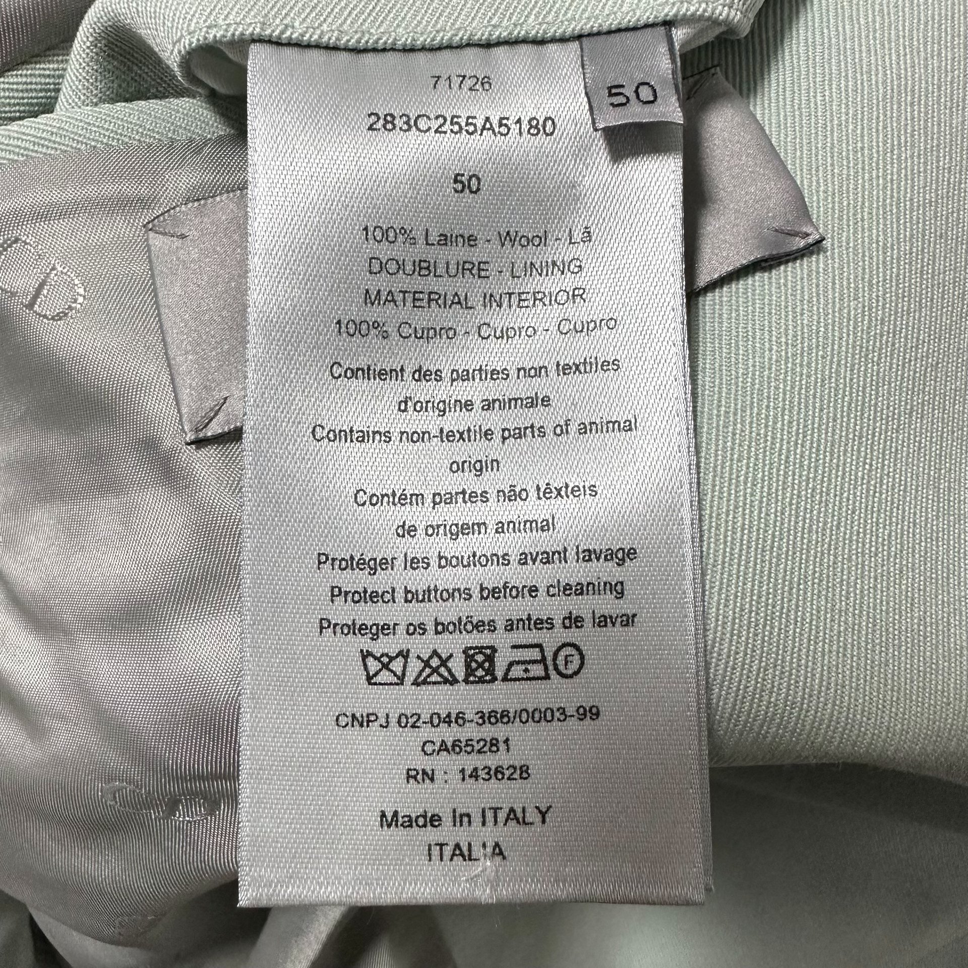Dior Light Blue Peaked Lapel Short Jacket — back