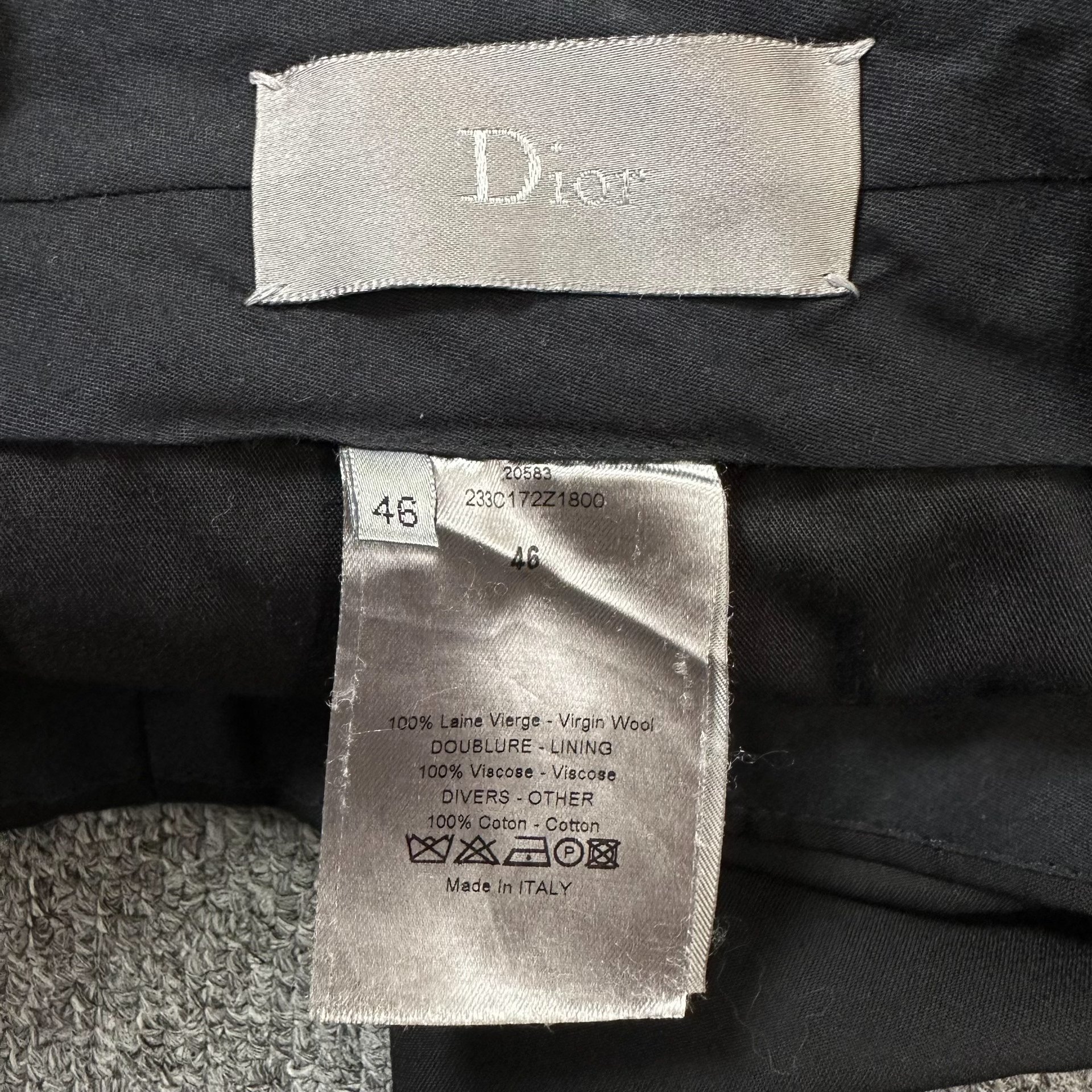 Dior Black Tailored Side Panel Pants — back