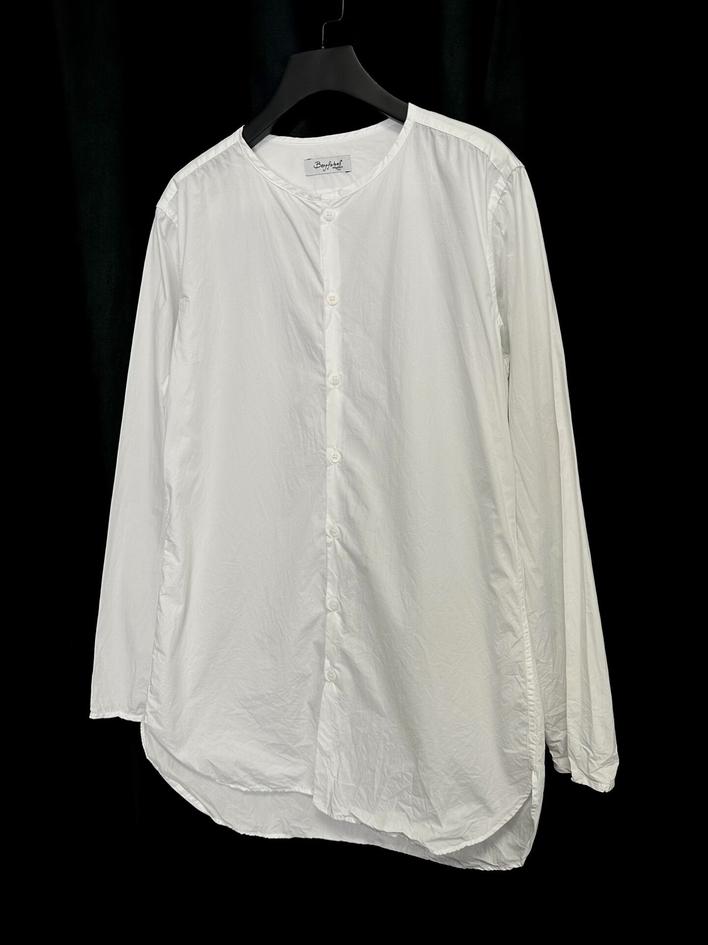 Bergfabel Collarless Paper Cotton Shirt — front