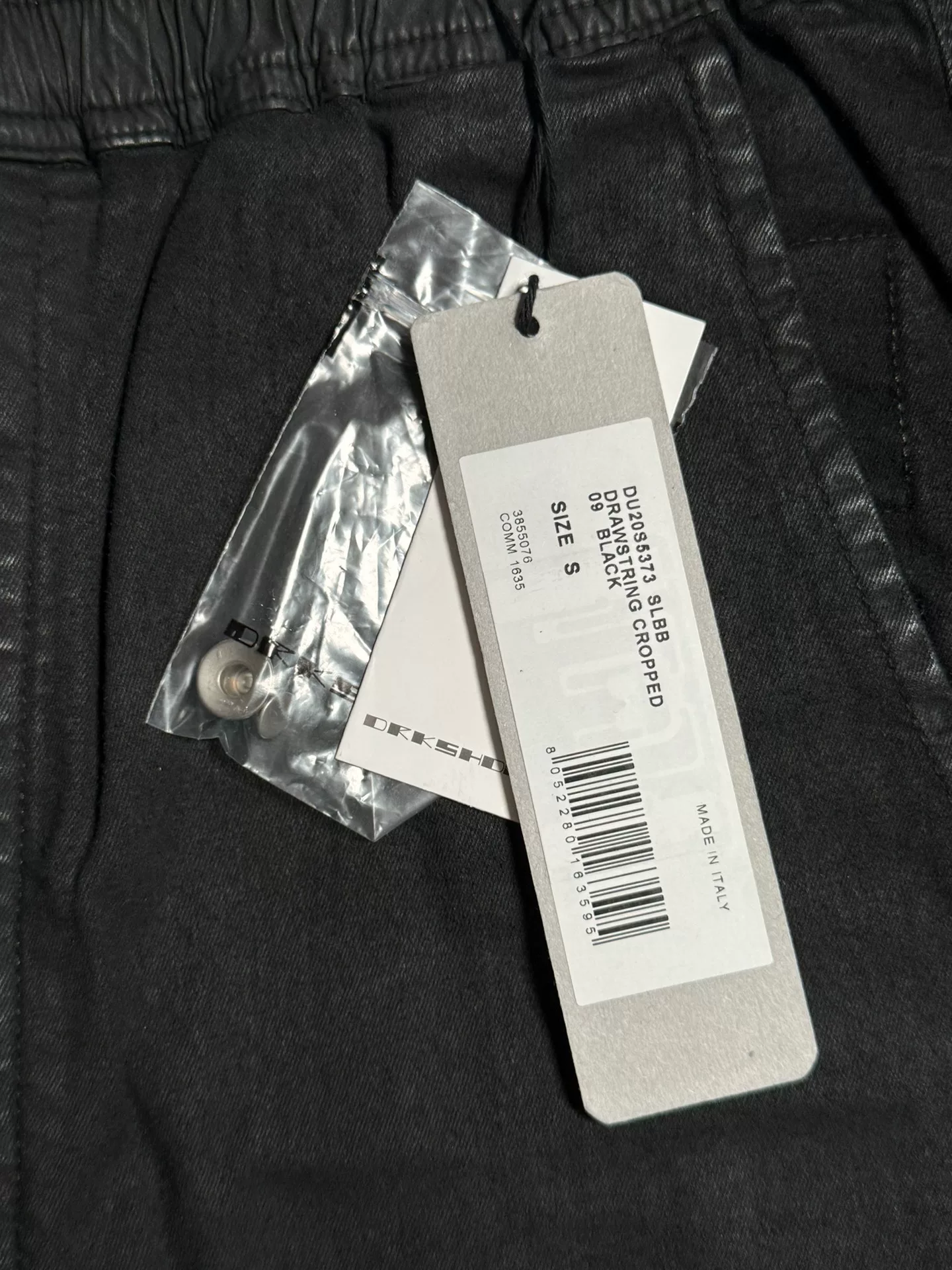 Rick Owens Waxed Cropped Black Pants — back