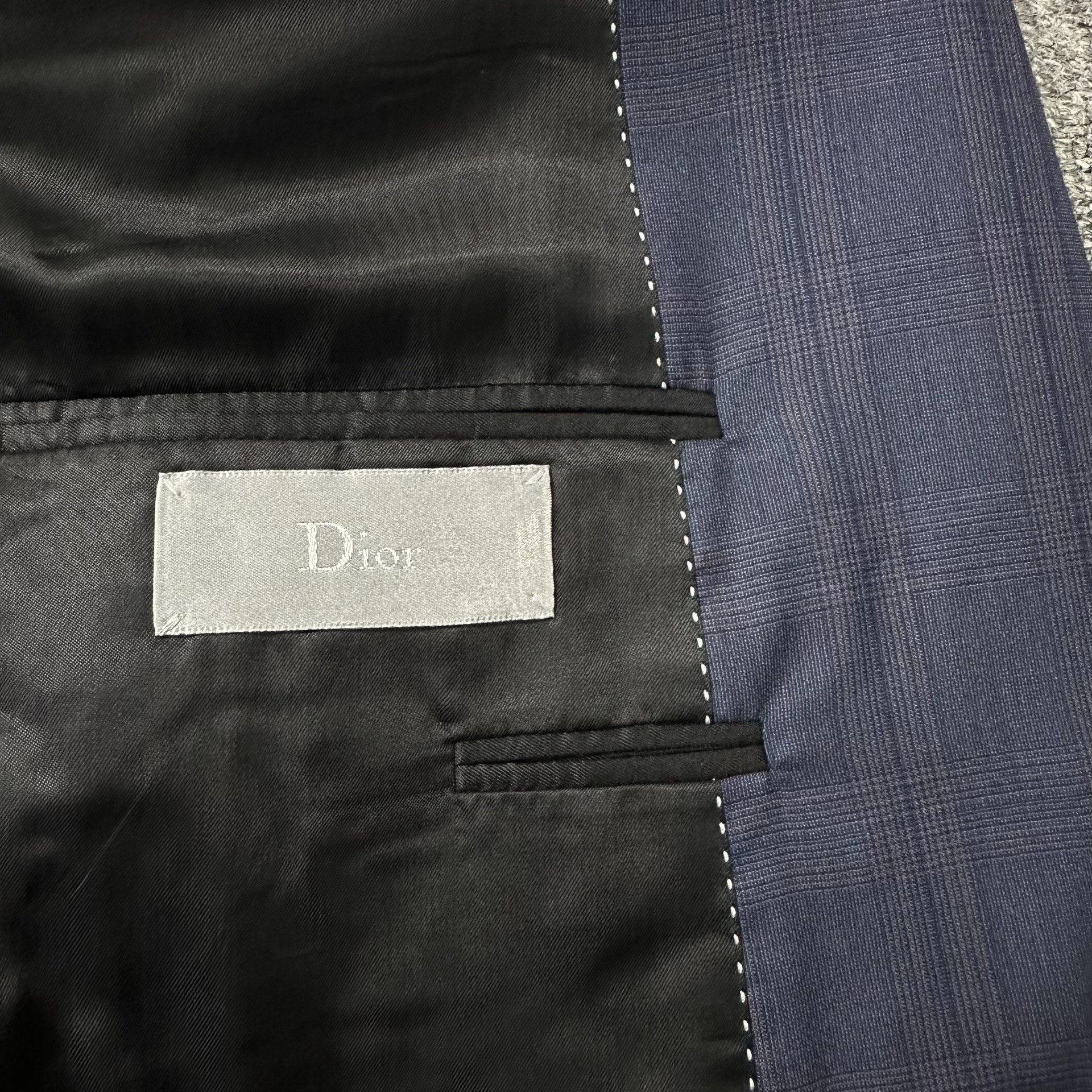 Dior Midnight Blue Checkered Blazer — label
