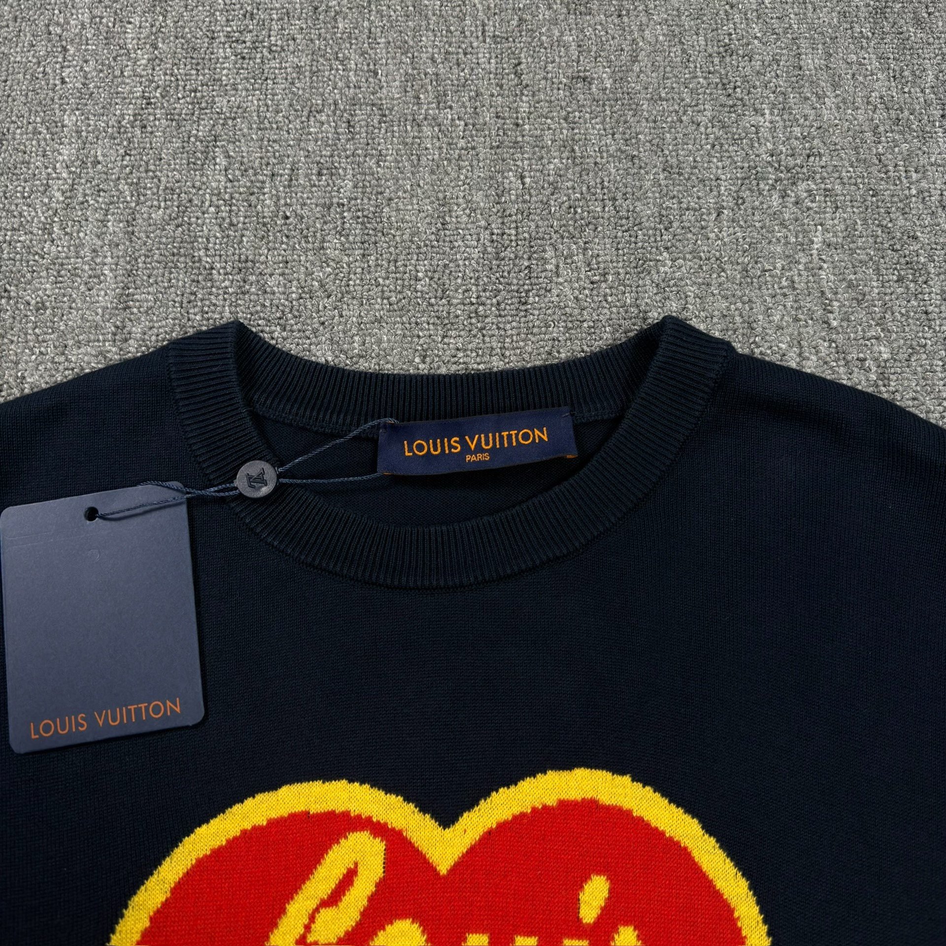 Louis Vuitton Nigo Navy Knit Short-Sleeve Top — detail