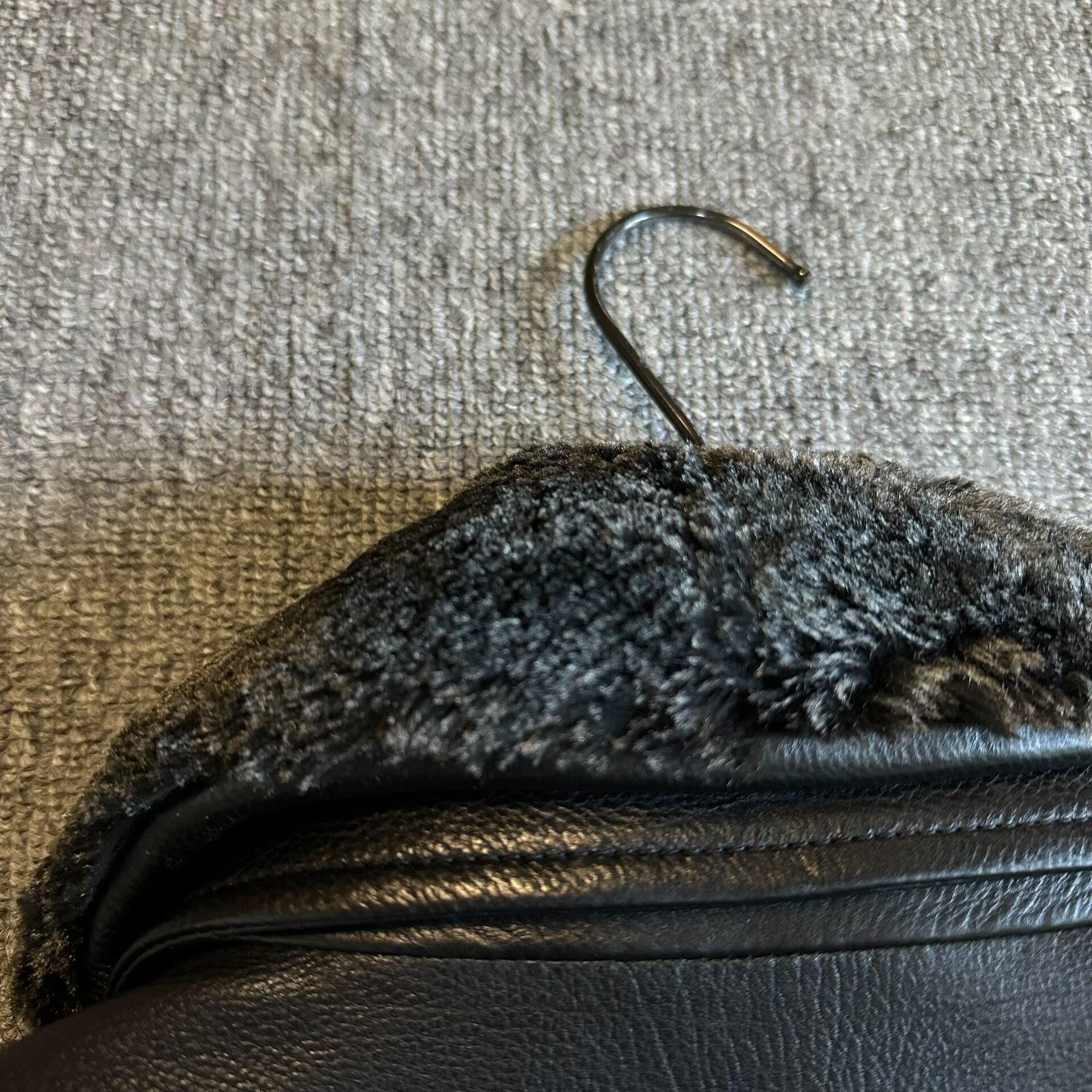Dior Black Leather Jacket with Fur Collar — label