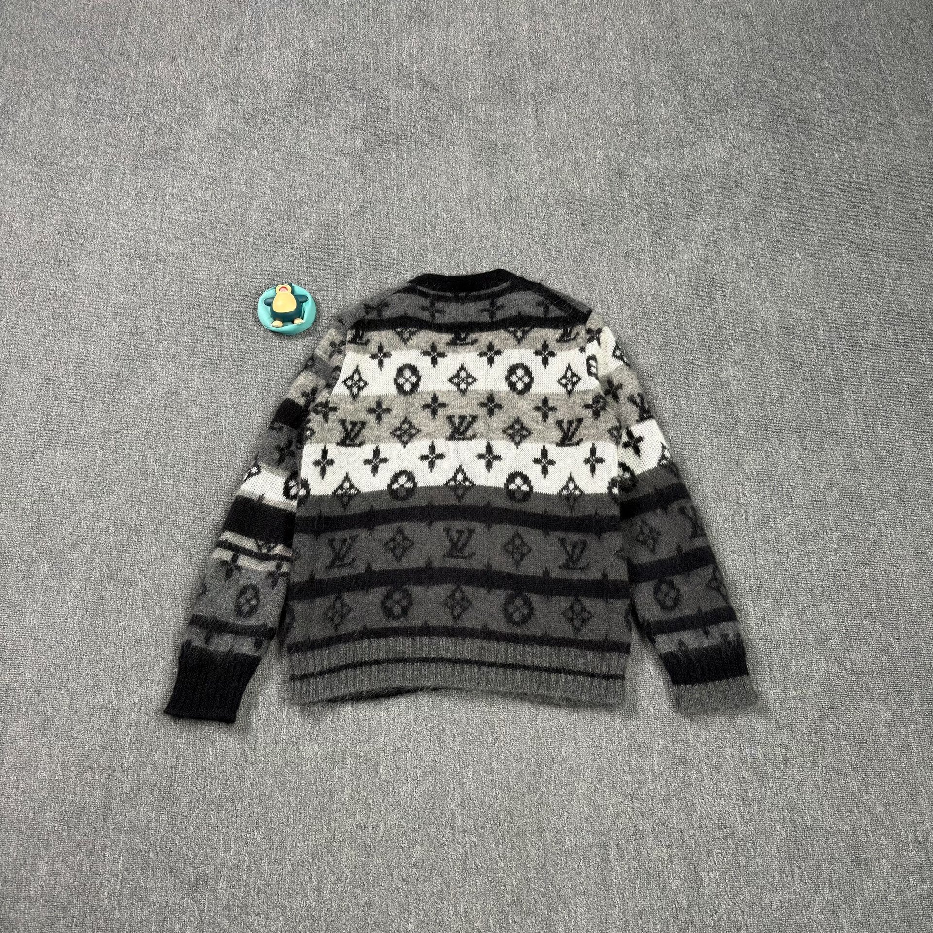 Louis Vuitton Black Mohair All-Over Print Cardigan — front