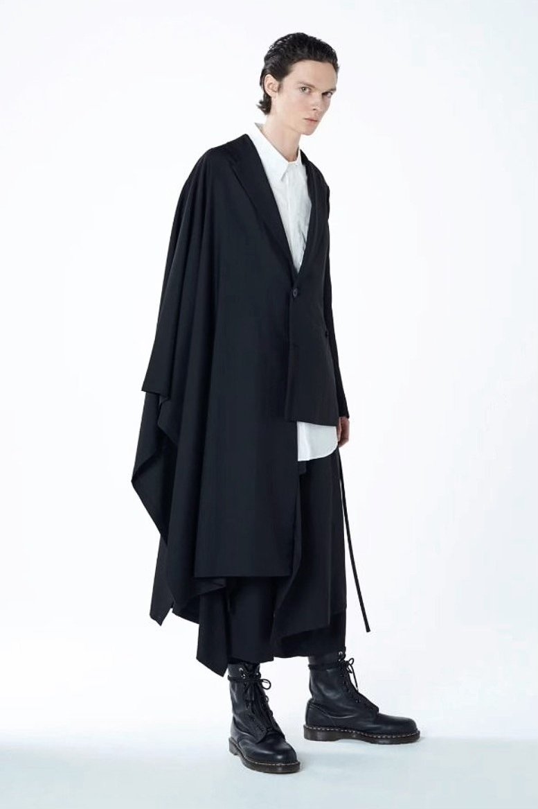 Yohji Yamamoto Asymmetric Cape Blazer — detail