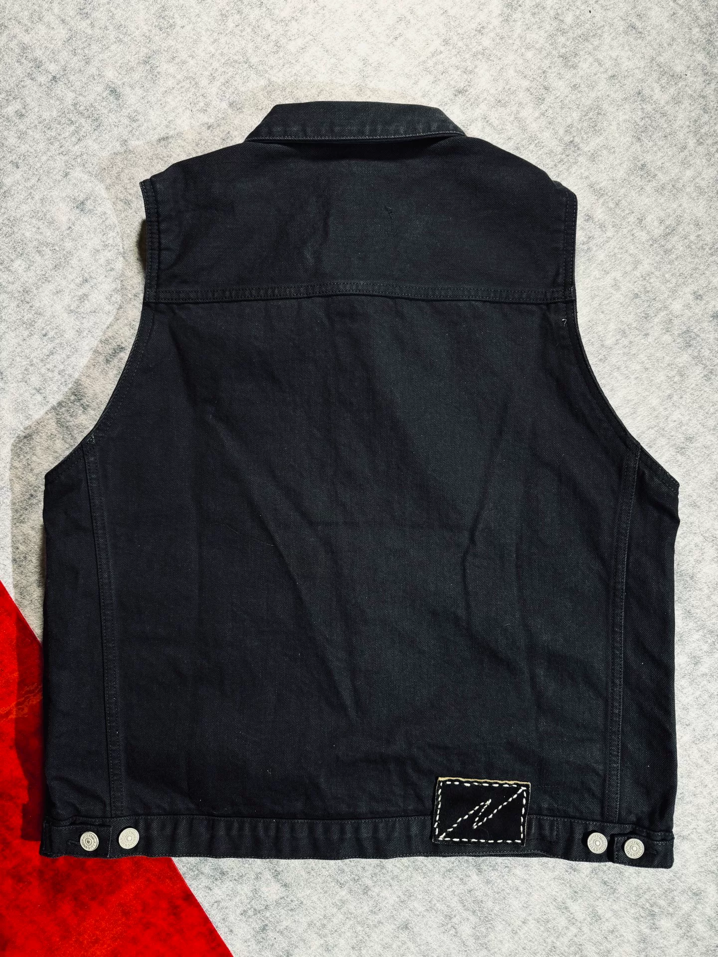 VISVIM ICT 101 CMYK DMGD Denim Vest — back
