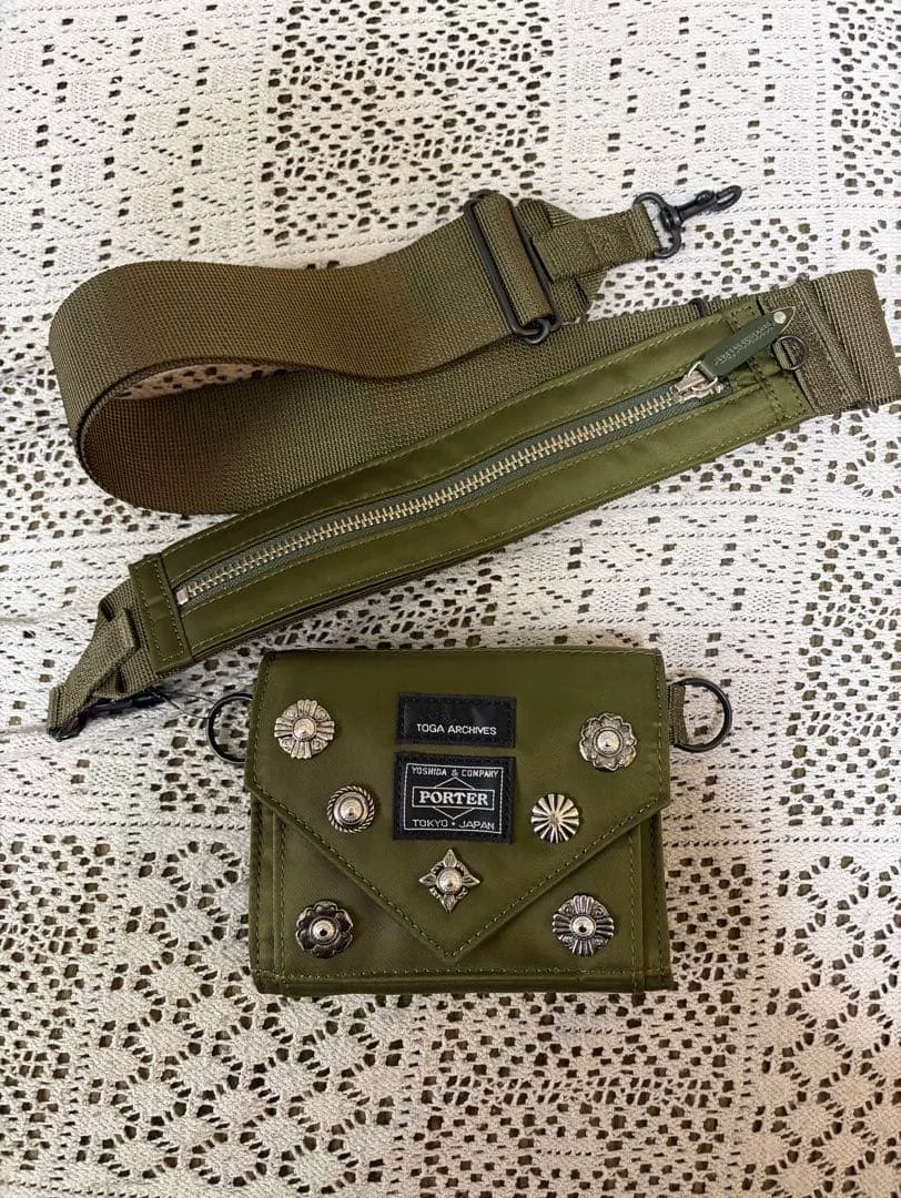 TOGA x PORTER Khaki Shoulder Wallet — detail