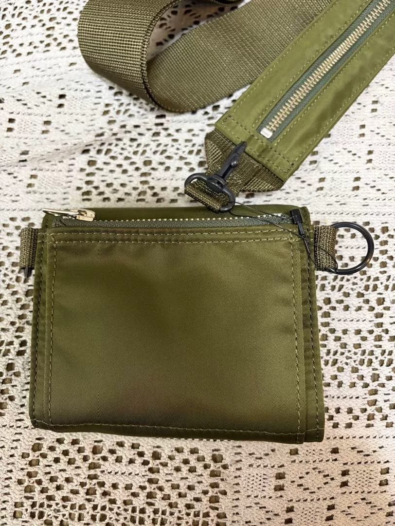 TOGA x PORTER Khaki Shoulder Wallet — front