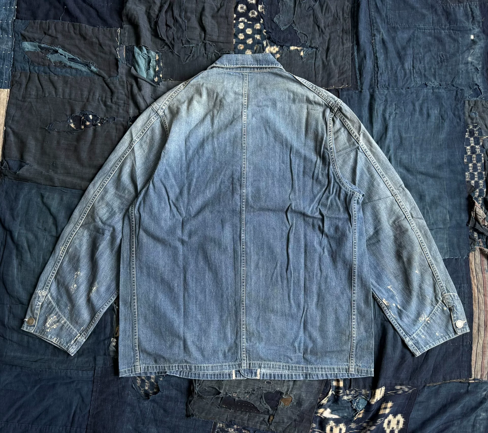 VISVIM 25SS Distressed Denim Coverall Jacket — detail