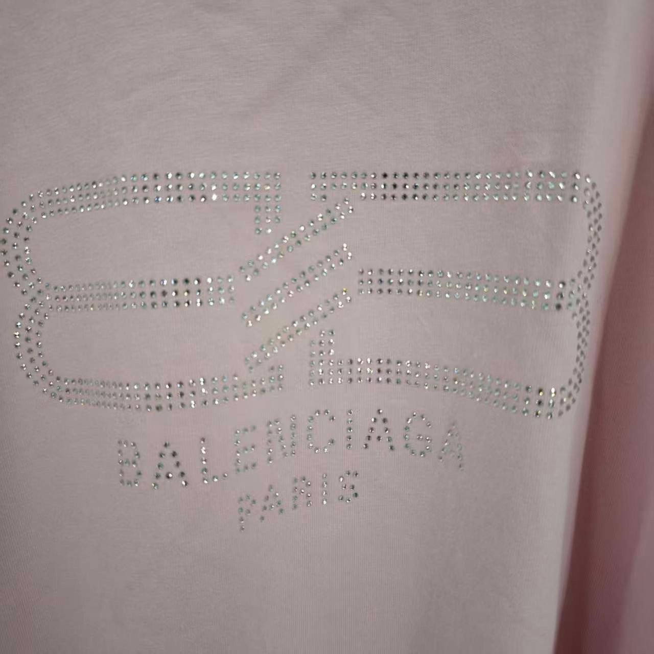 Balenciaga Pink Crystal Letter Short-Sleeve — detail