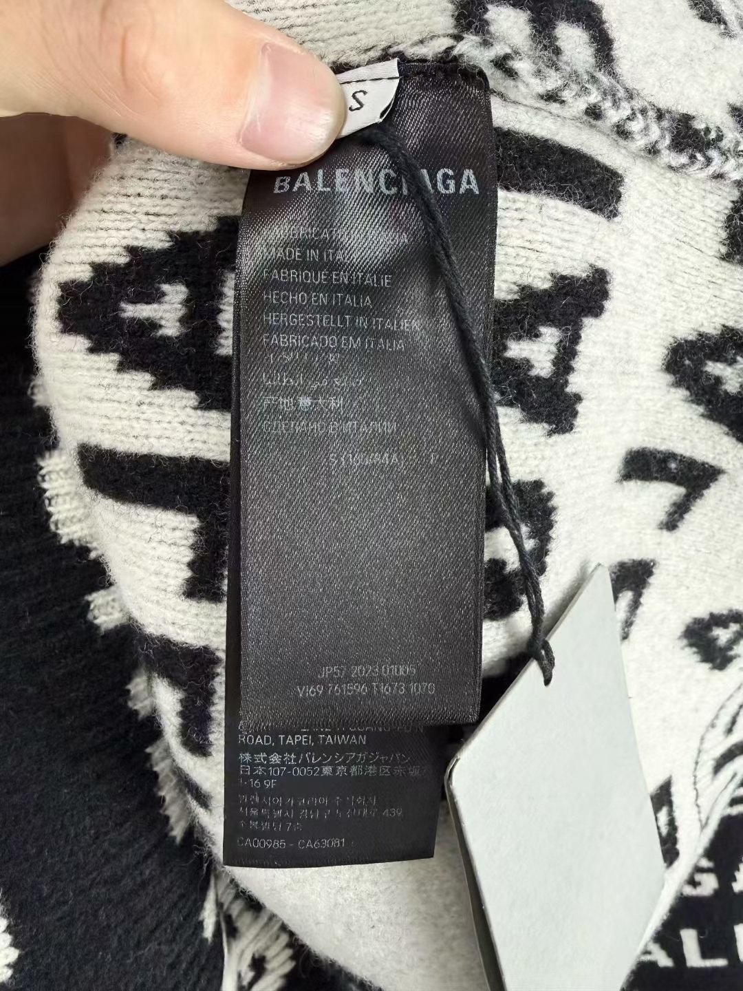 Balenciaga Black Oversized Logo Wool Sweater — back
